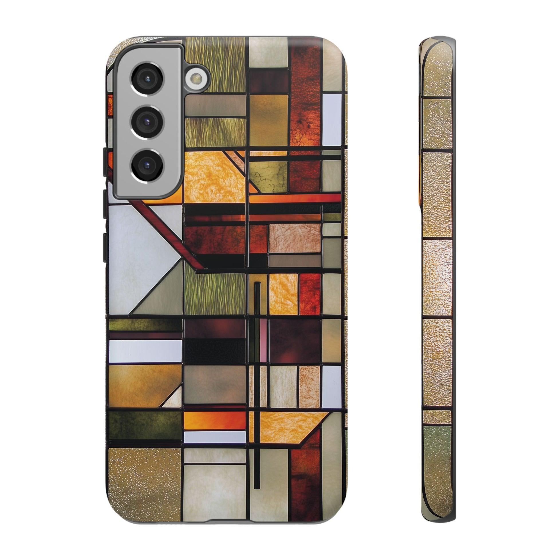 Stained Glass Phone Case Art Deco Frank Lloyd Wright Cottage Core Usonian Prairie Style Geometric Stylish  iPhone 14 15 16 Pro
