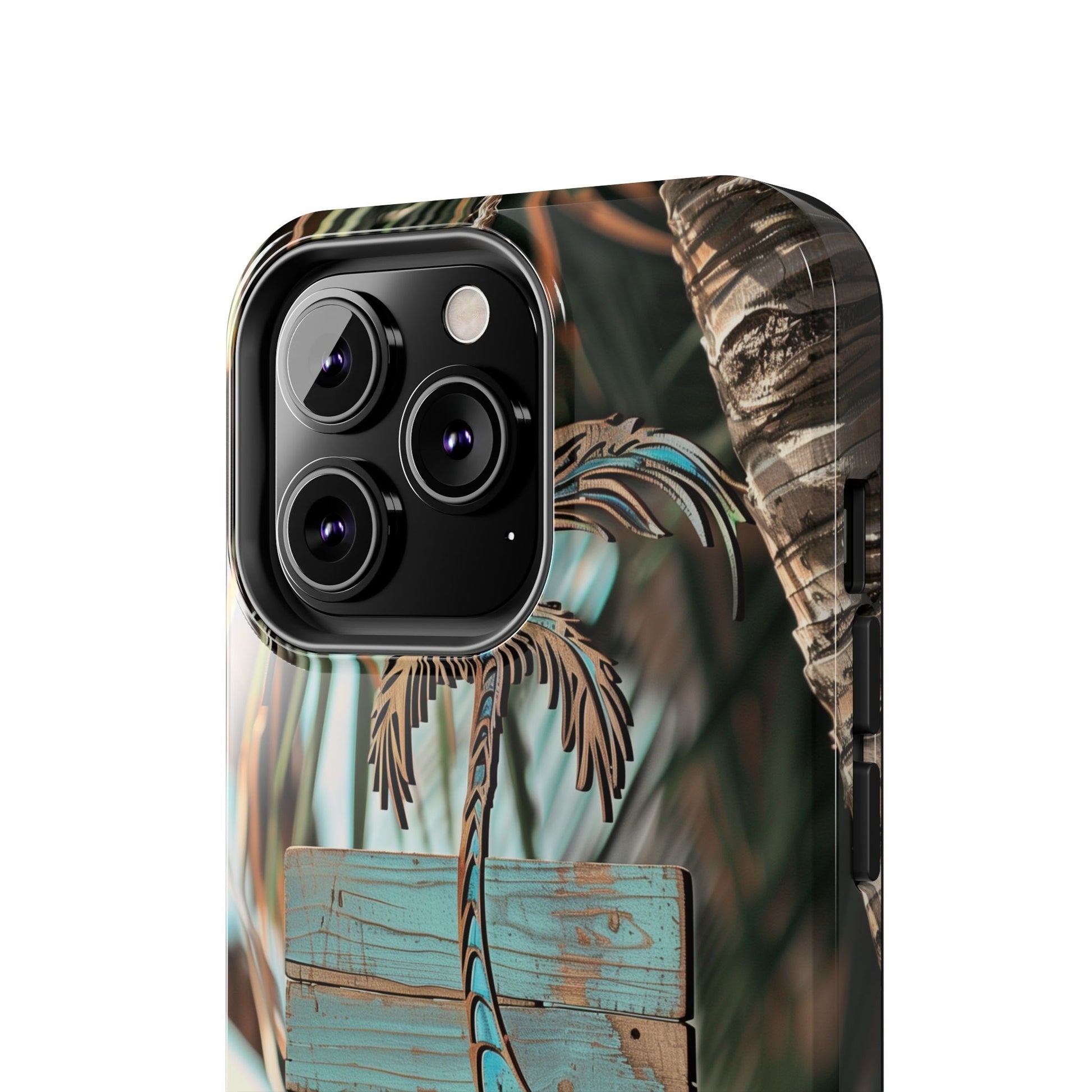 Durable Phone Case with Palm Tree Charm