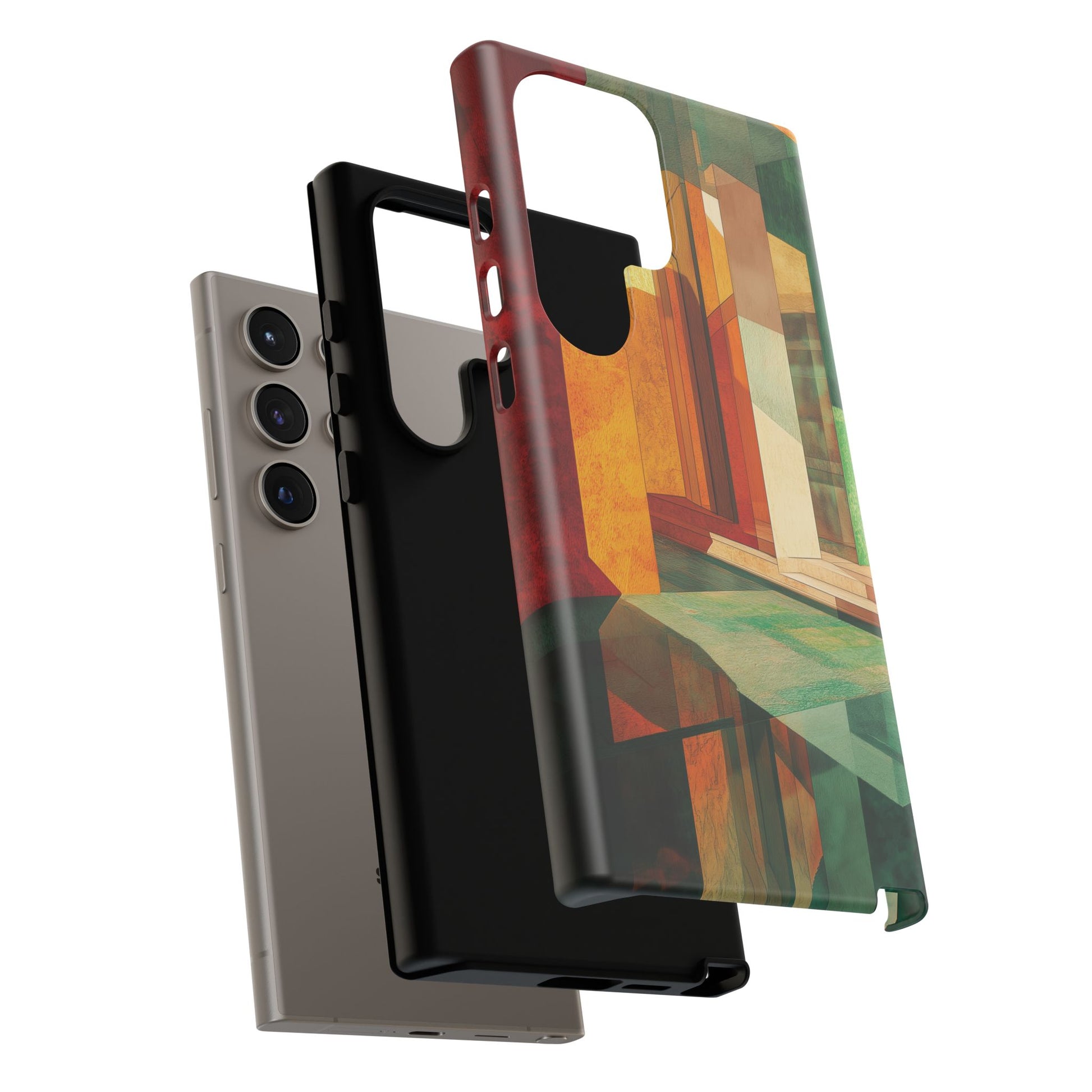 Art Deco Frank Lloyd Wright Inspired Usonian Phone Case Geometric Stained Glass Art Deco Marble Gold 13 14 15 16 iPhone Pro Max Galaxy Pixel