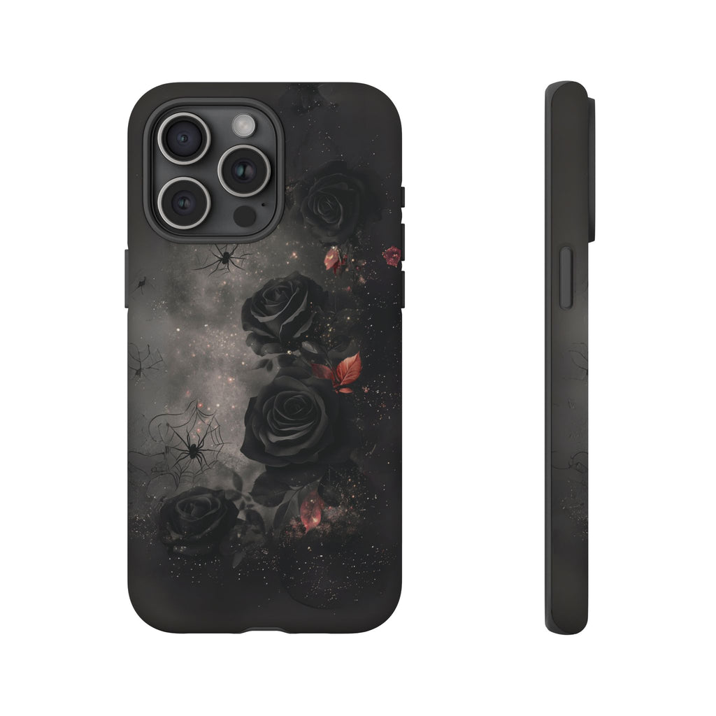 Gothic Floral Phone Case Dark Academia Black Roses Spider Webs Space Witchcraft Night Sky iPhone 13 14 15 16 Pro Max Galaxy Pixel
