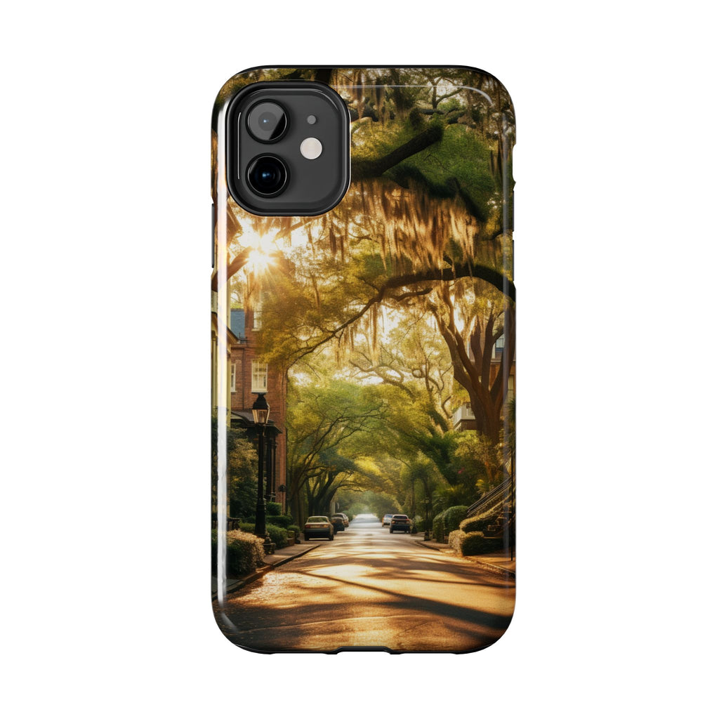 Historic Savannah Georgia Street Scene Phone Case - Unique Protective Cover for iPhone Models, Perfect Souvenir or Gift