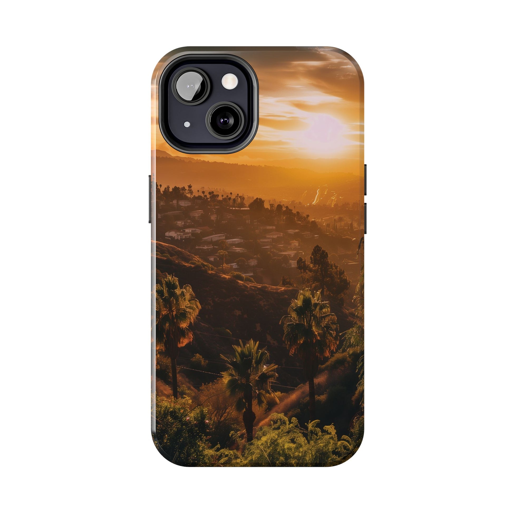 Los Angeles Sunset iPhone Case, Golden Hour Scenic View, Hollywood Hills Sunset Phone Case, Palm Trees Phone Case, iphone 15 pro max case