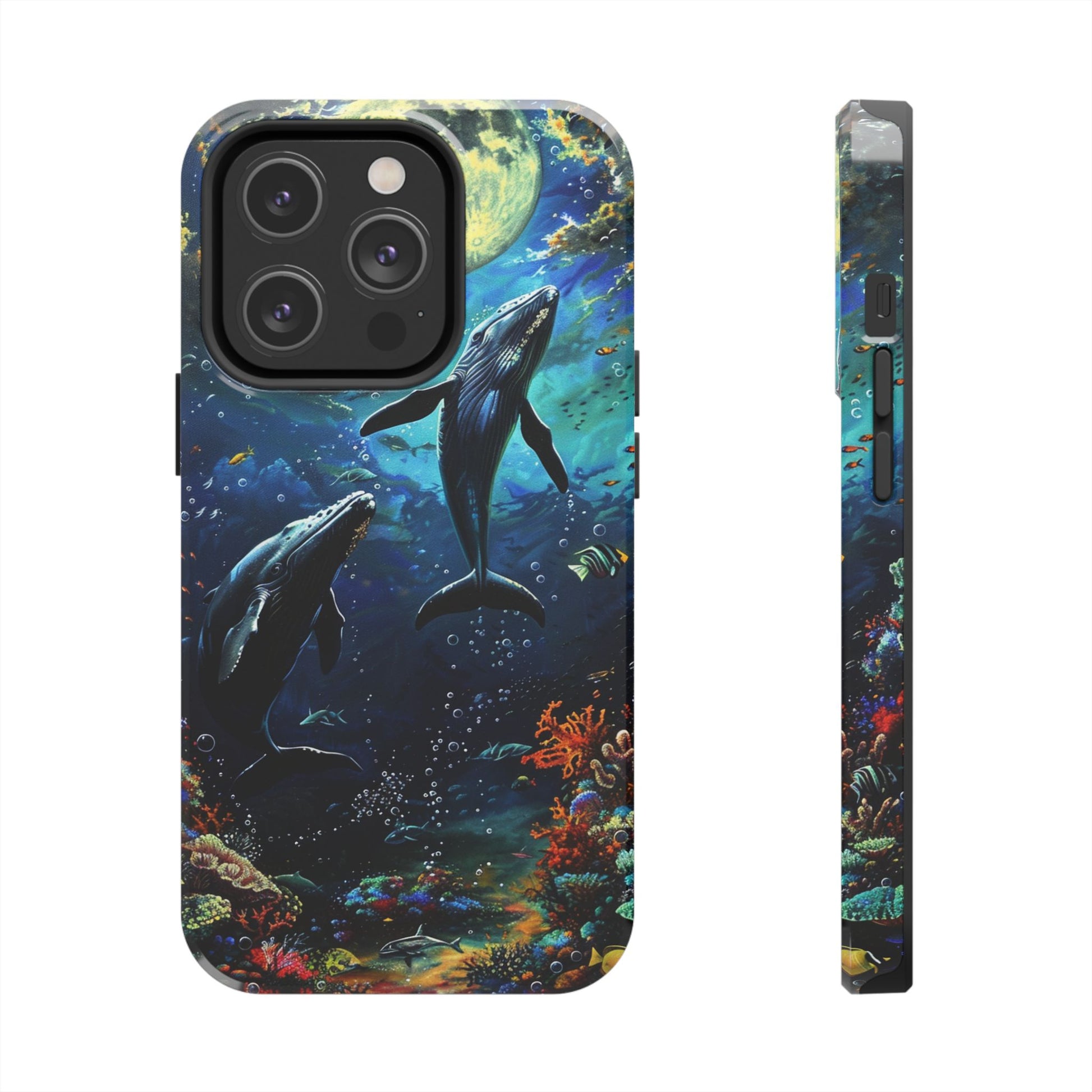 Moonlit Whales Underwater Phone Case - Durable and Stunning Protective Cover