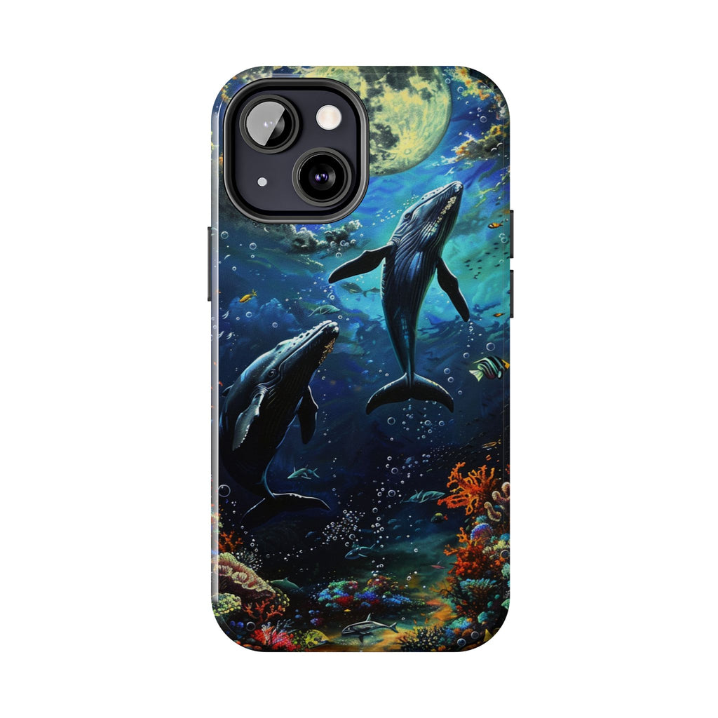 Moonlit Whales Underwater Phone Case - Durable and Stunning Protective Cover