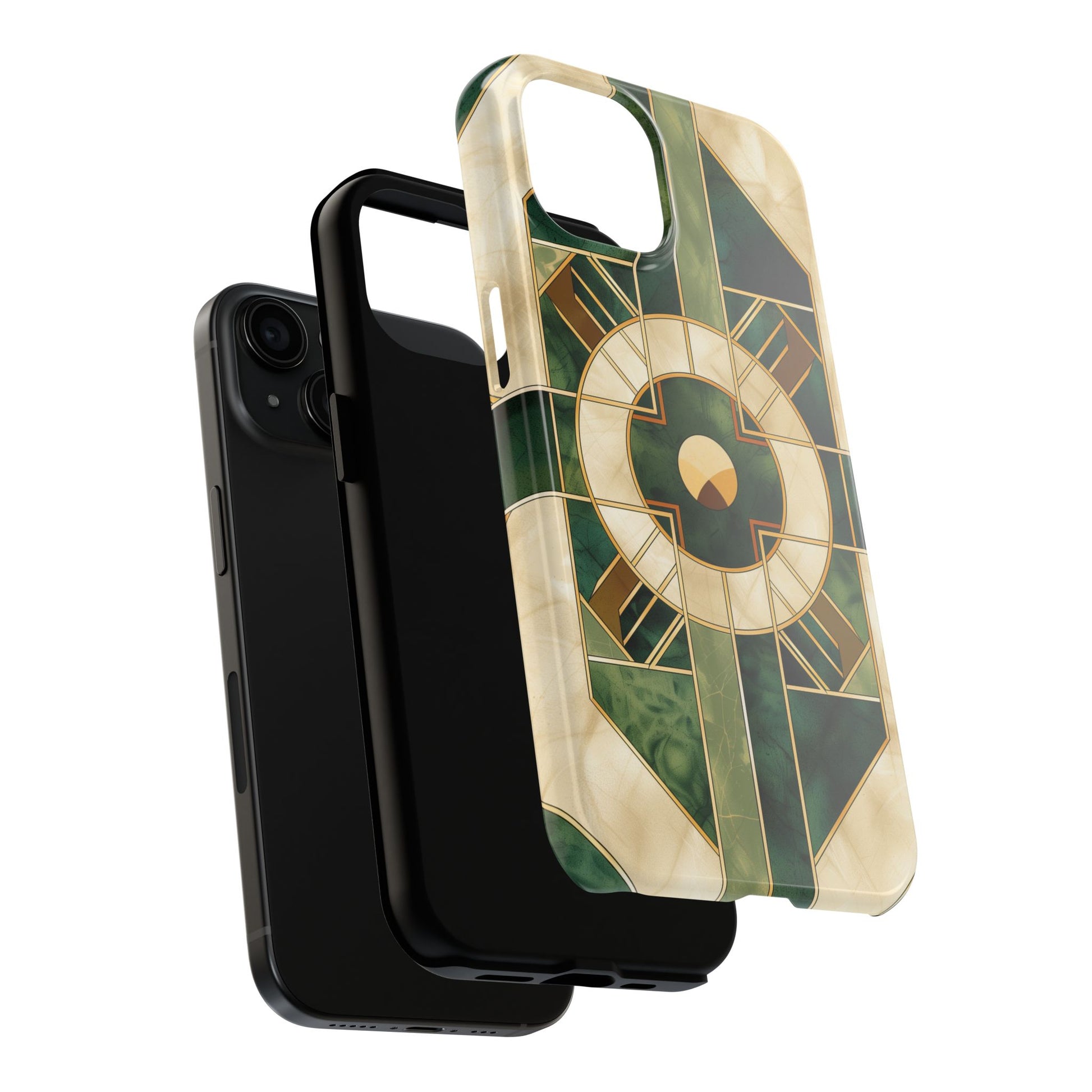 Green Frank Lloyd Wright Inspired Phone Case - Geometric Elegance for iPhone Models