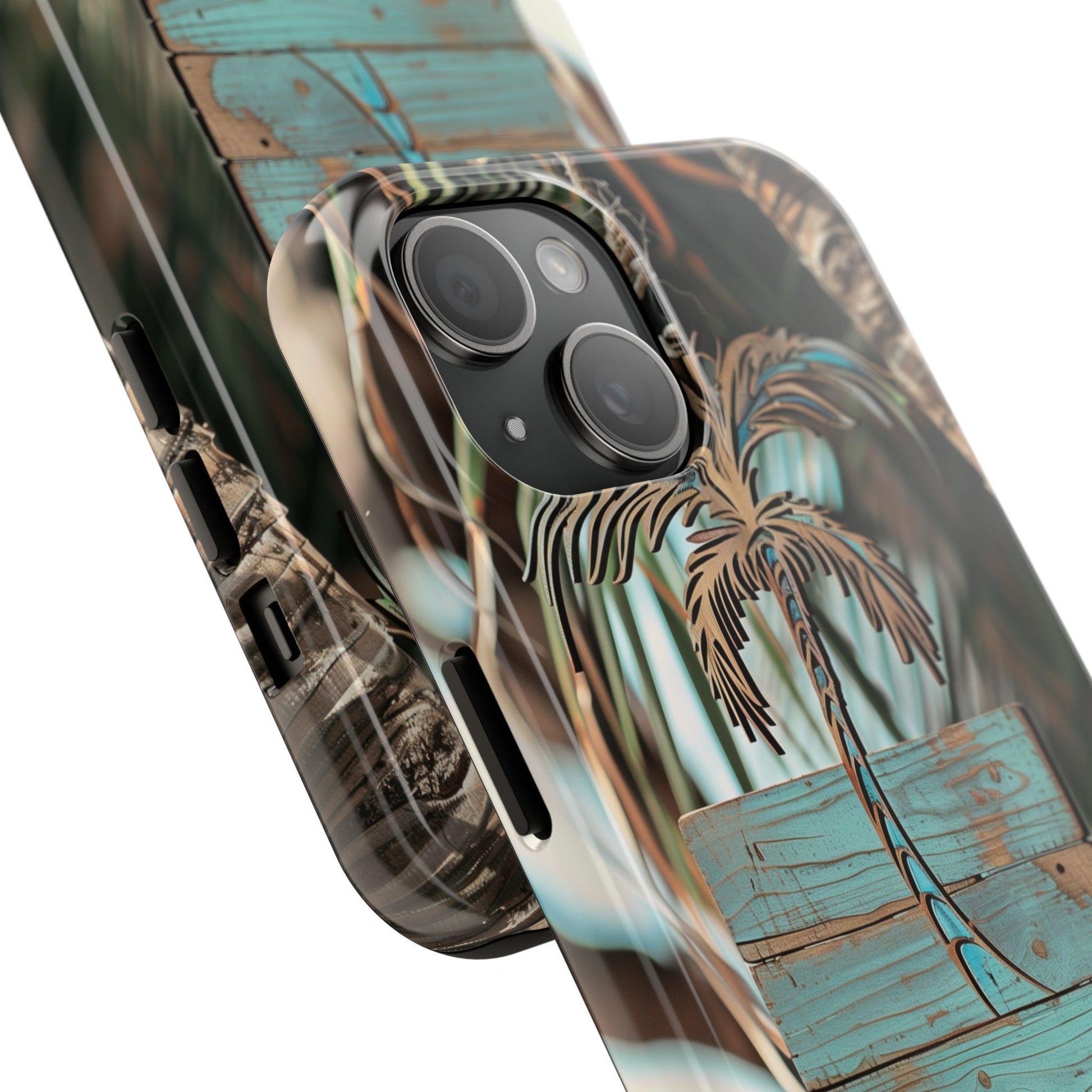 Durable Phone Case with Palm Tree Charm