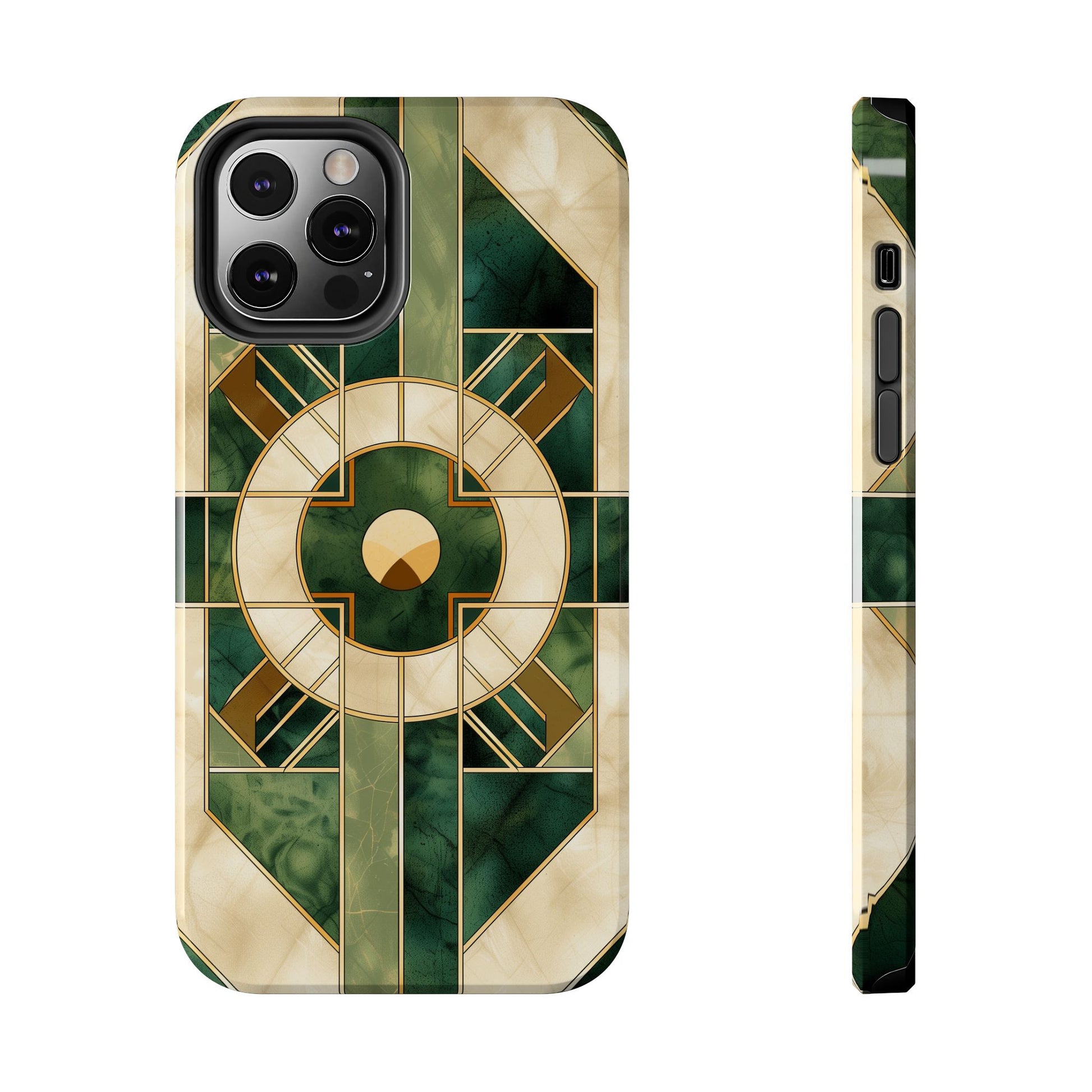 Green Frank Lloyd Wright Inspired Phone Case - Geometric Elegance for iPhone Models