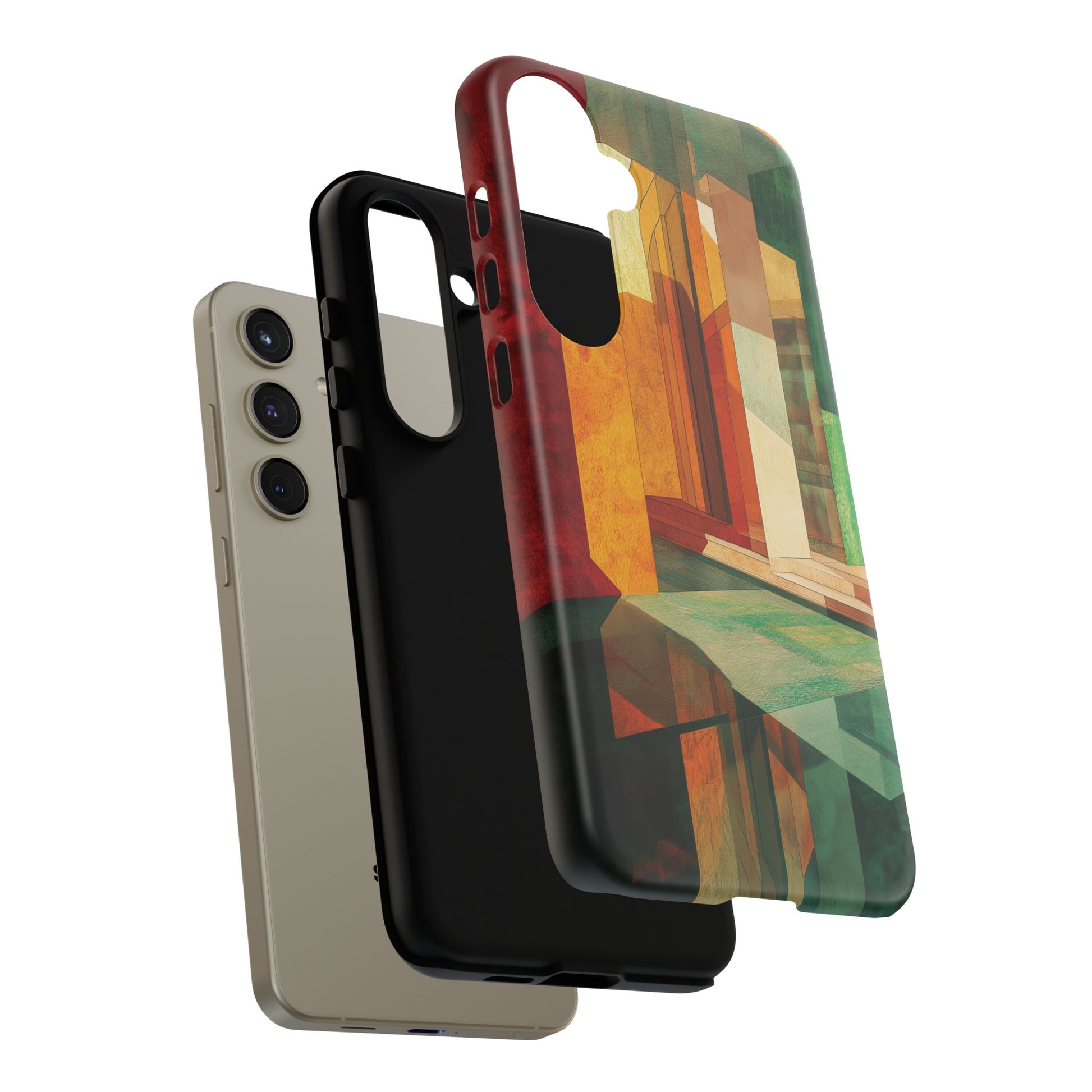 Art Deco Frank Lloyd Wright Inspired Usonian Phone Case Geometric Stained Glass Art Deco Marble Gold 13 14 15 16 iPhone Pro Max Galaxy Pixel