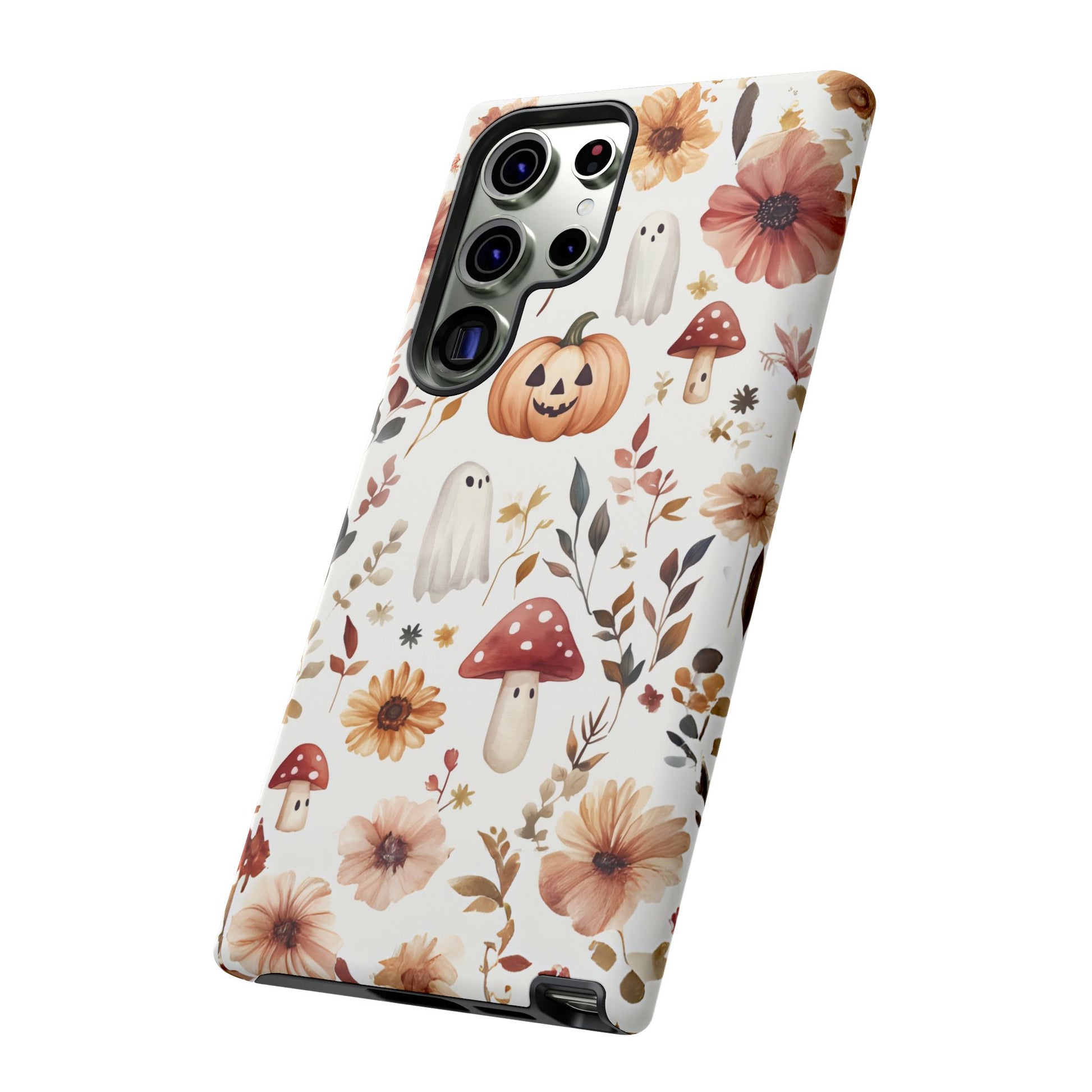 Cottagecore Fall Floral Phone Case for iPhone Samsung Pixel Autumn Pumpkin Tough Case iPhone 16 15 14 13 Pro Max