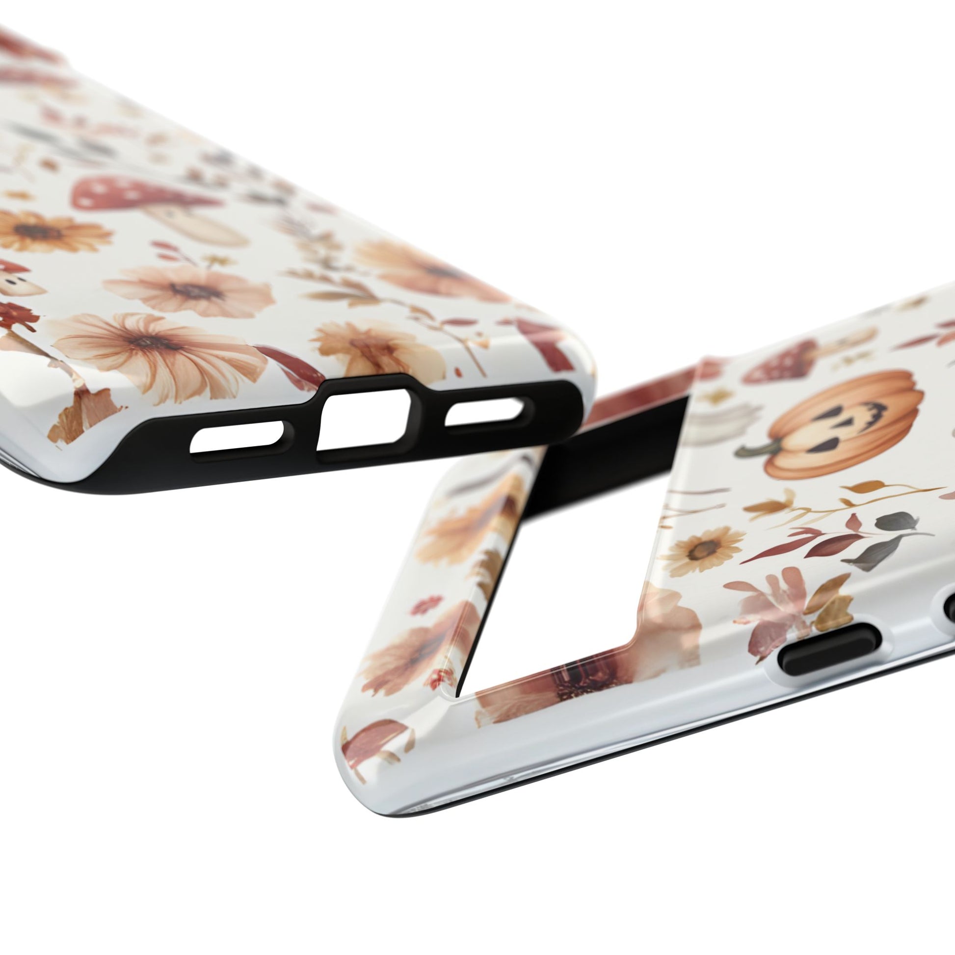 Cottagecore Fall Floral Phone Case for iPhone Samsung Pixel Autumn Pumpkin Tough Case iPhone 16 15 14 13 Pro Max