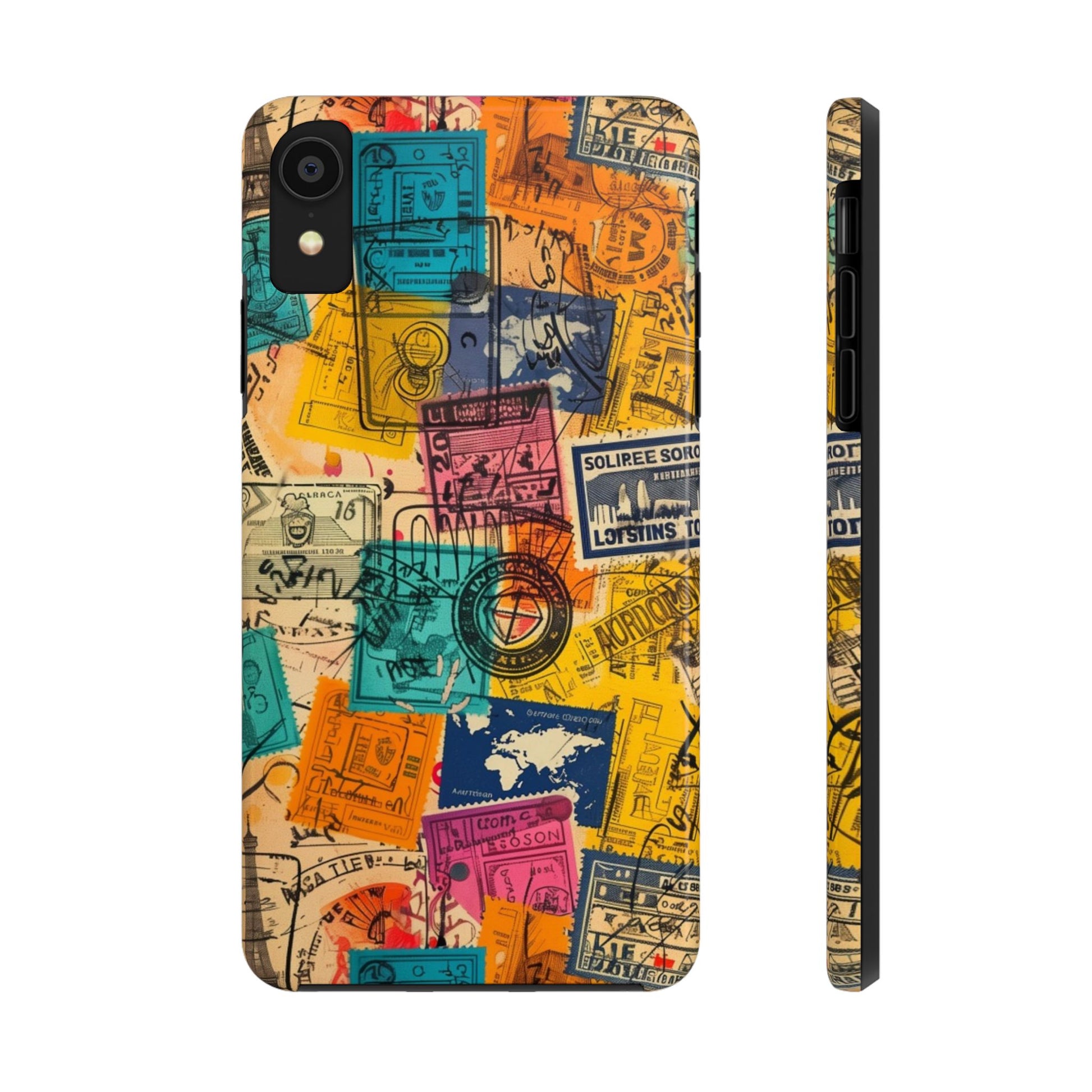 Travel Stamps Tough Case - Durable iPhone case Vintage Travel Stamps Design - Adventure Inspired Case - Protective Global Destination Prints