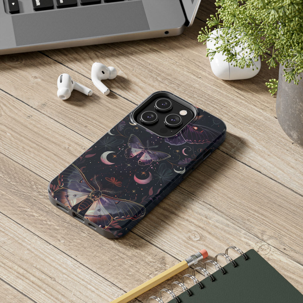 B Dark Academia Mystical Phone Case, Mystical Moth Phone Case, Vintage Magic Witchcraft iPhone Cover, Esoteric Nature Art, iPhone 15 Pro Max