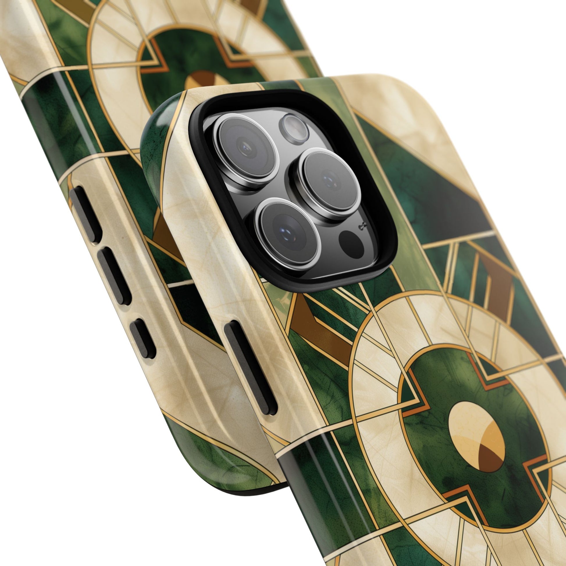 Green Frank Lloyd Wright Inspired Phone Case Geometric Elegance Stained Glass Art Deco Marble Gold 13 14 15 16 iPhone Pro Max Galaxy Pixel