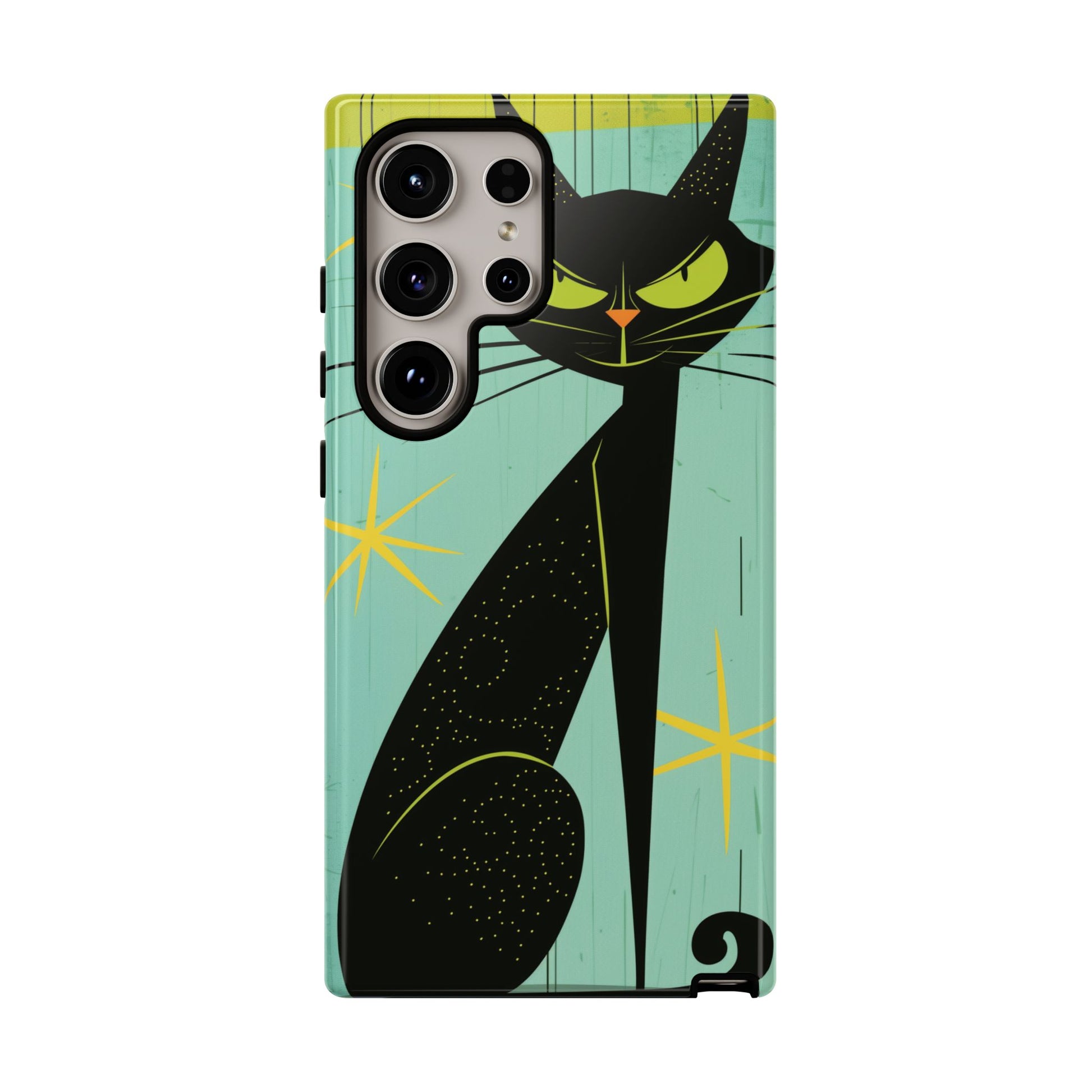 Mid-Century Modern Phone Case, Mid Mod Android Case, Atomic Cats Android Case, Retro Chic Smartphone Cover, Unique Artistic Phone Accessory