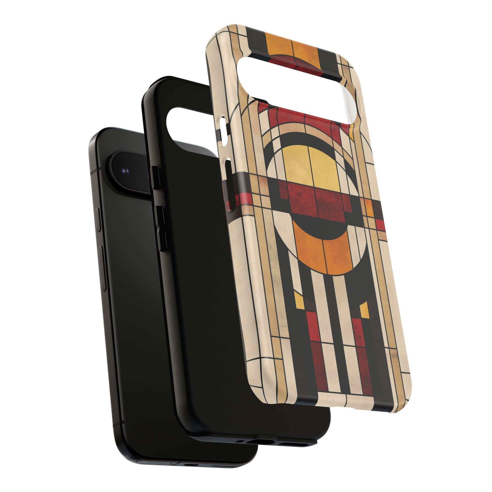 Stained Glass Frank Lloyd Wright Inspired Art Deco Southwest Prairie Style Phone Case Geometric 13 14 15 16 iPhone Pro Max Galaxy Pixel