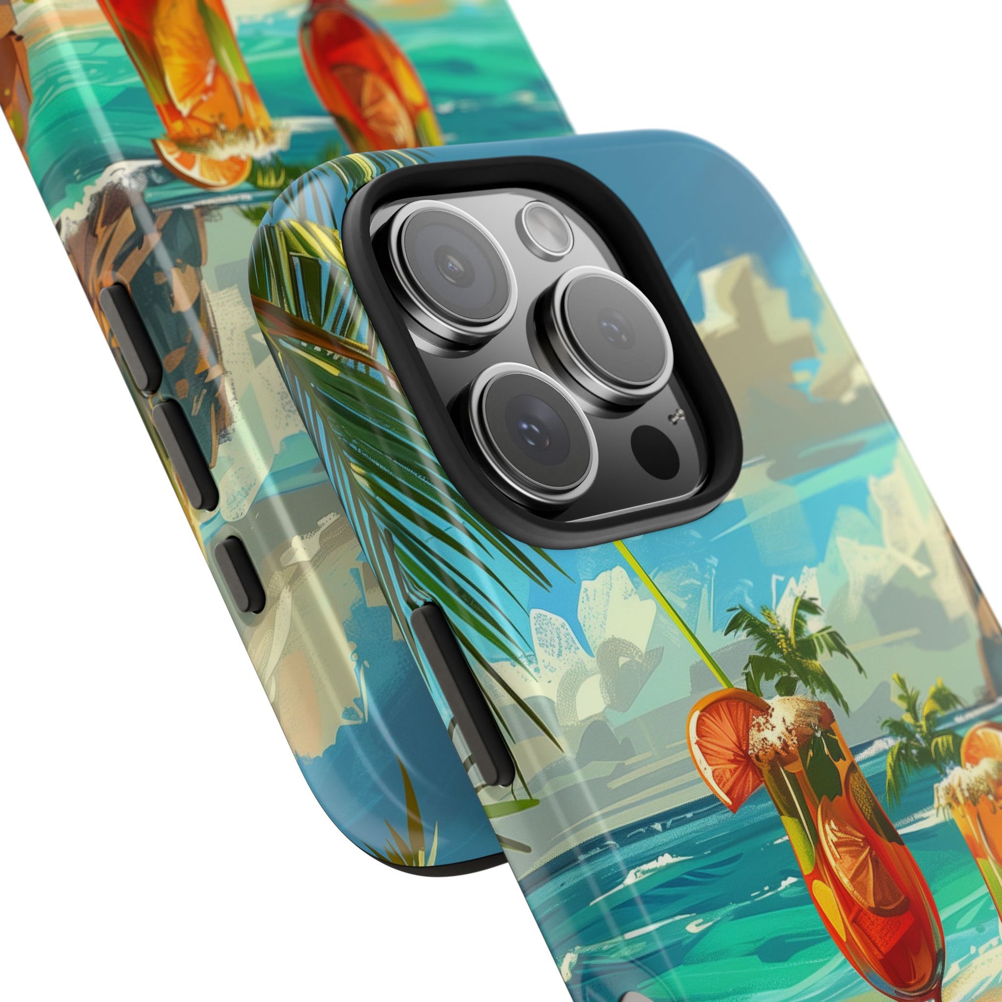 Retro Beach Scene Phone Case, Vintage Tropical Ocean iPhone Case, Summer Beach Phone Cover for iPhone, iphone 15 pro max