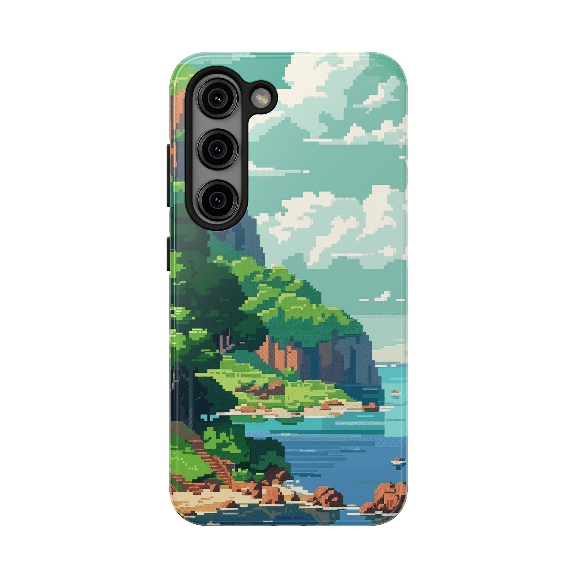 Pixel Art Video Game Landscapes Phone Case, Retro Gaming Pixelated Design, Geeky Gamer Phone Cover, Unique Video Game Art Accessories