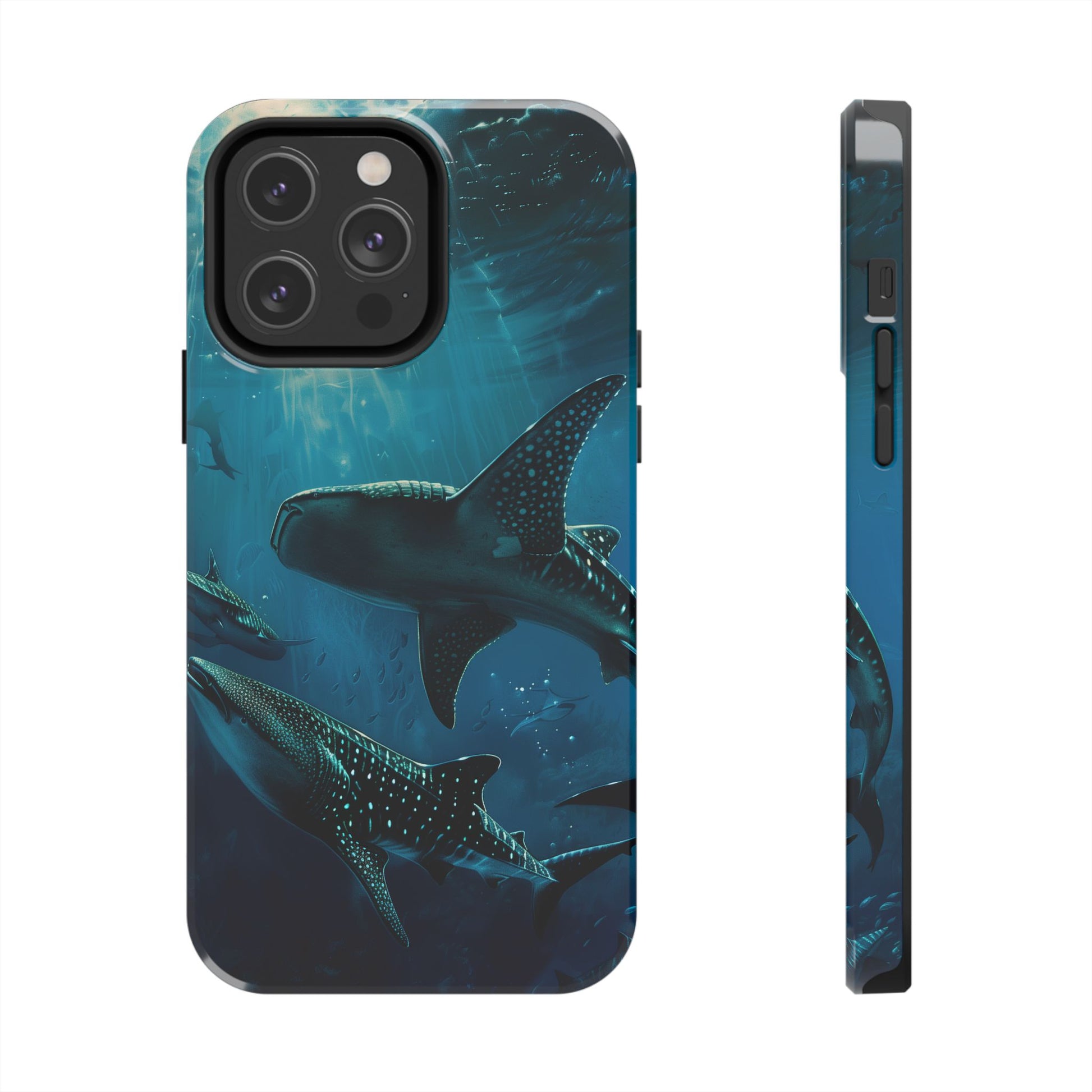 Tranquil Trio: Three Whale Sharks Tough Phone Case