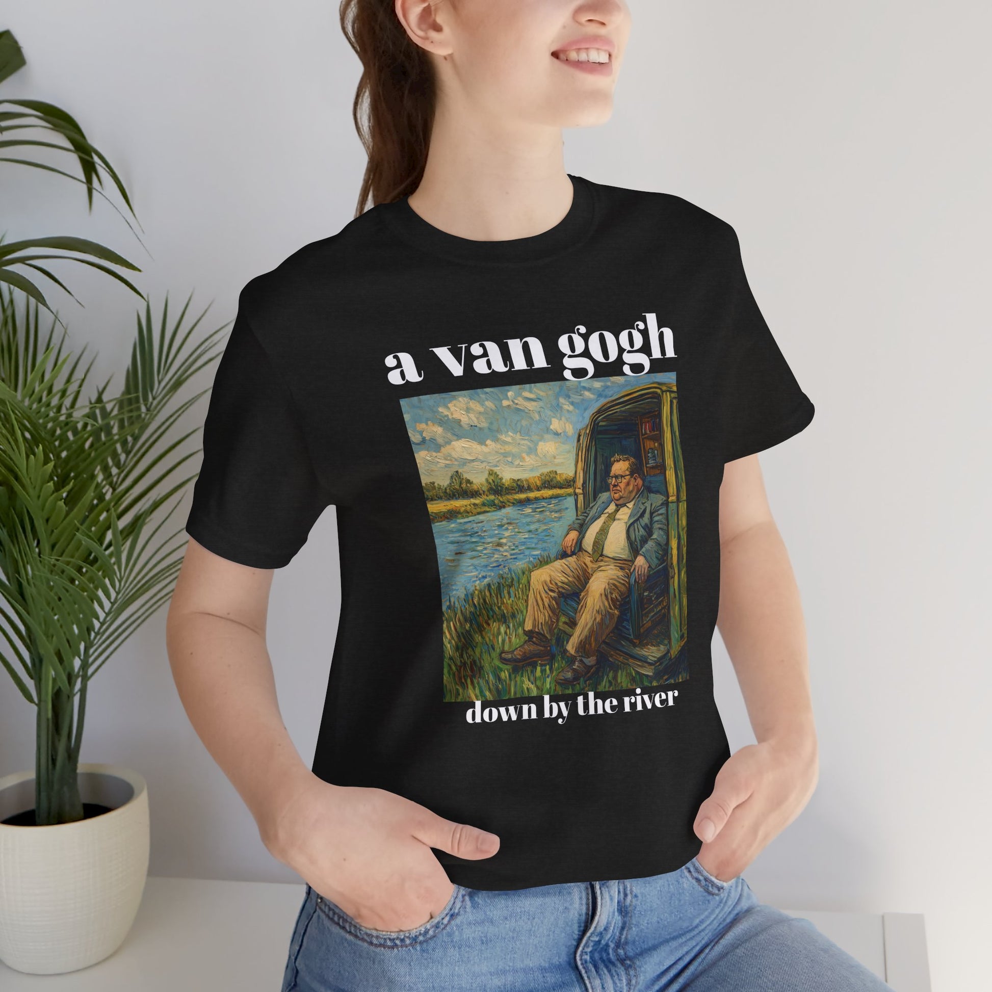 Tshirt Van Gogh Down by the River Van Gogh Style Print Sitting by a River Graphic Tee Tshirt Matte Foley Wall Decor ShirtFine Wall Art