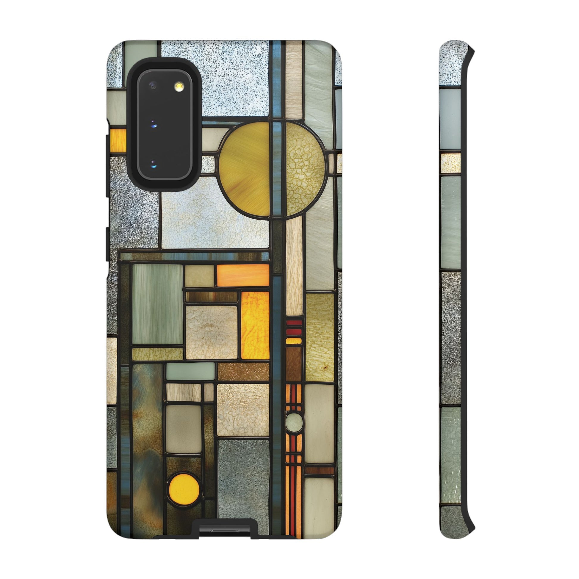 Green Art Deco Stained Glass Phone Case Frank Lloyd Wright Cottage Core Usonian Prairie Style Geometric Stylish  iPhone 14 15 16 Pro