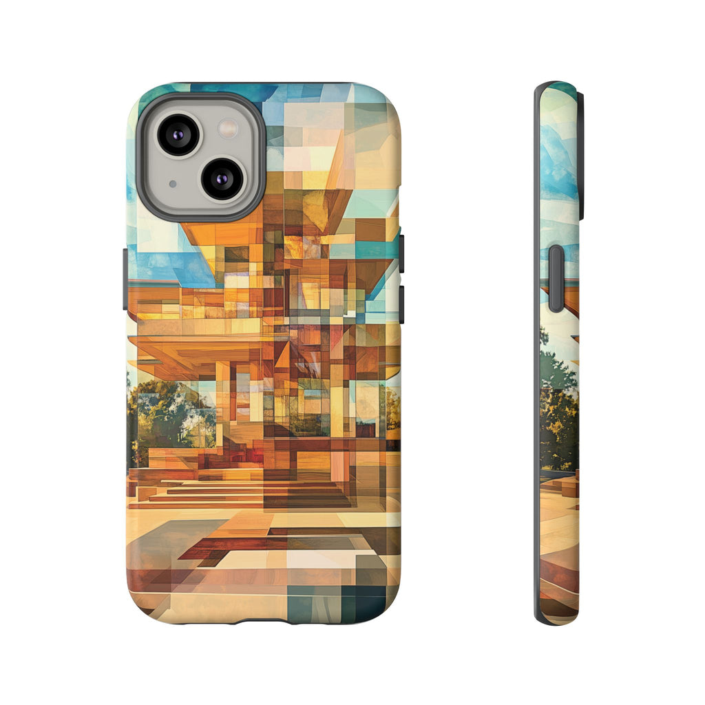 Frank Lloyd Wright Inspired Prairie Usonian Phone Case Geometric Stained Glass Art Deco Marble Gold 13 14 15 16 iPhone Pro Max Galaxy Pixel