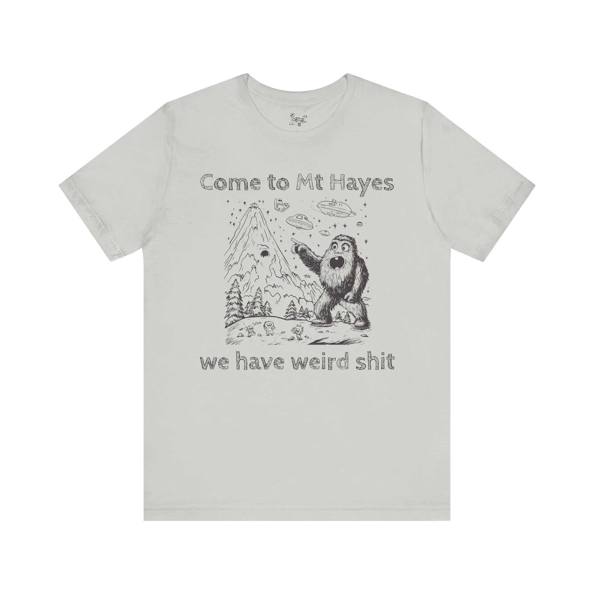 Alien Conspiracy Unisex Tee, Bigfoot Mountain Sketch Shirt, UFO Weird Stuff Tshirt, California Men's Top, Space Extraterrestrial Shirt
