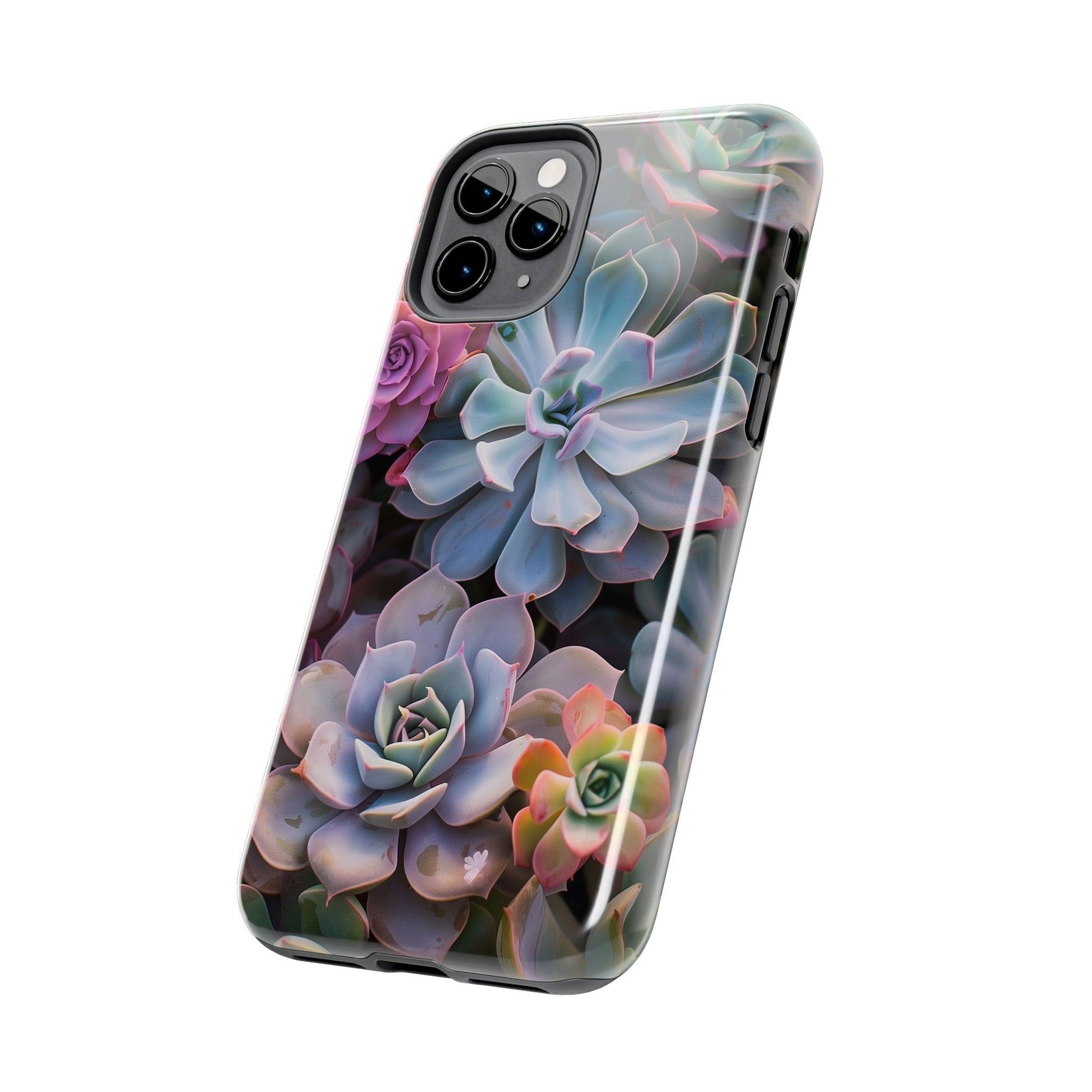 Pastel Succulent Flower Design Durable Phone Case - Tough Protection for iPhones