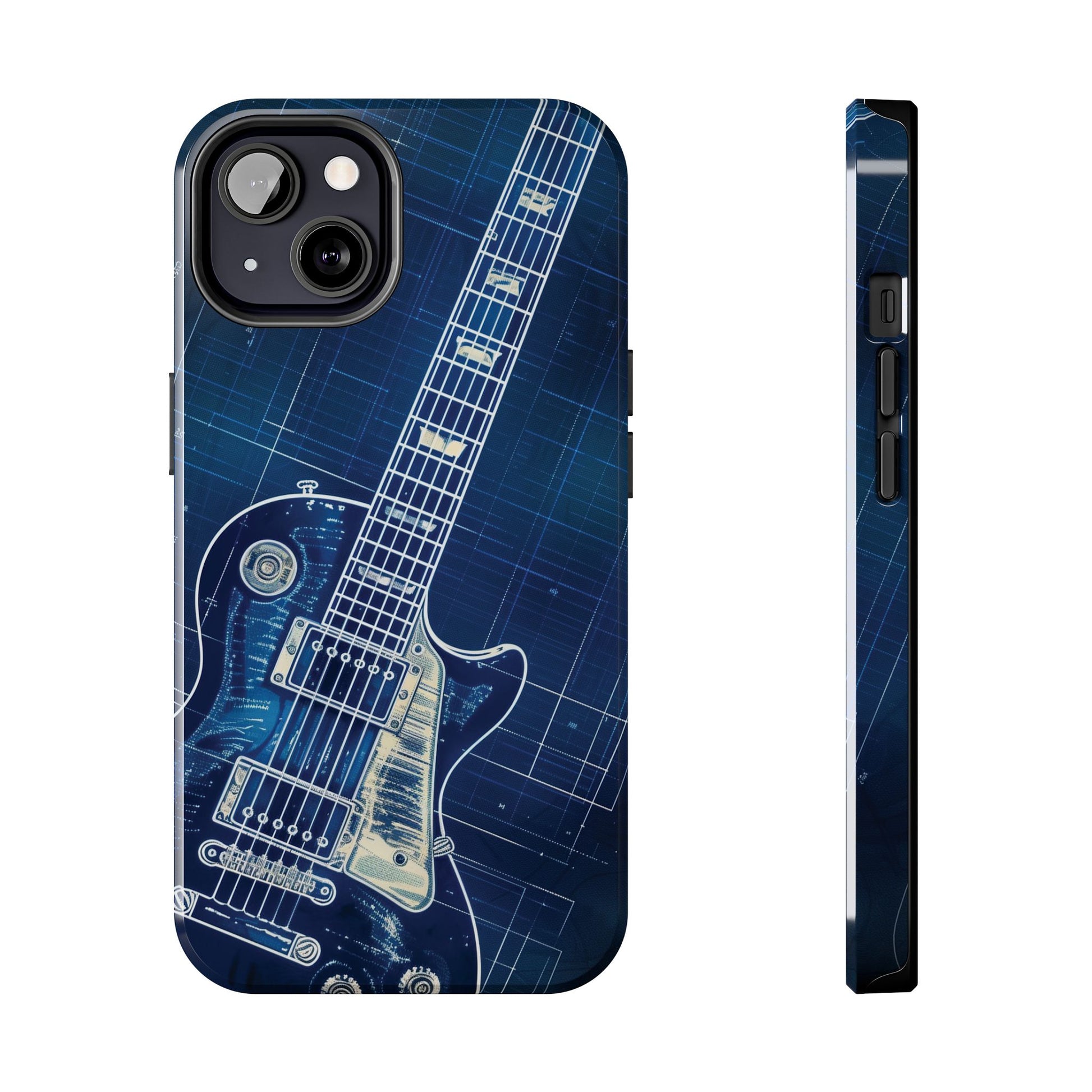 Guitar Phone Case, Guitar Blueprint iPhone Cover, Vintage Guitar Design, Custom iPhone Covers, Rock Music Phone Accessories, Musician Gift