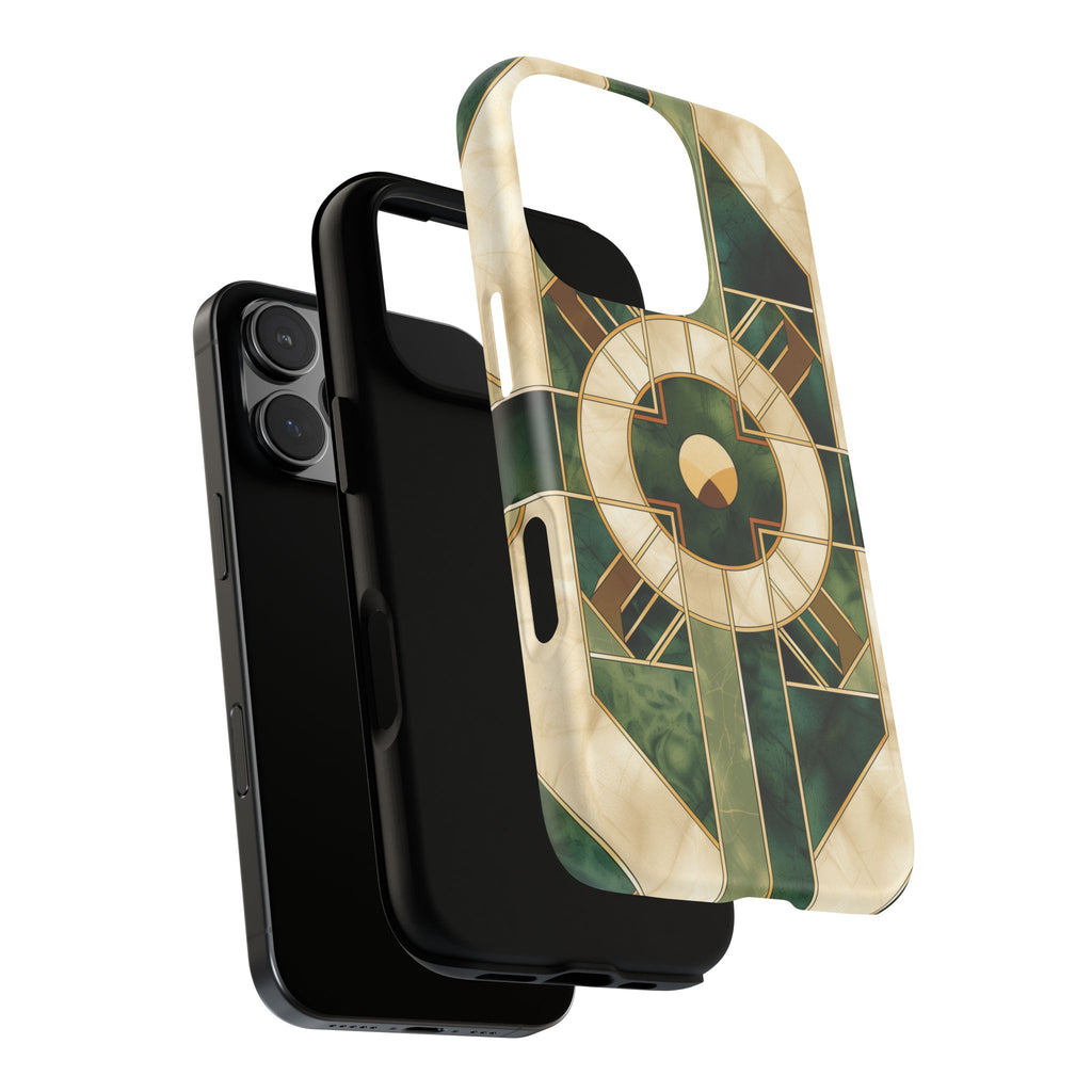 Green Frank Lloyd Wright Inspired Phone Case Geometric Elegance Stained Glass Art Deco Marble Gold 13 14 15 16 iPhone Pro Max Galaxy Pixel
