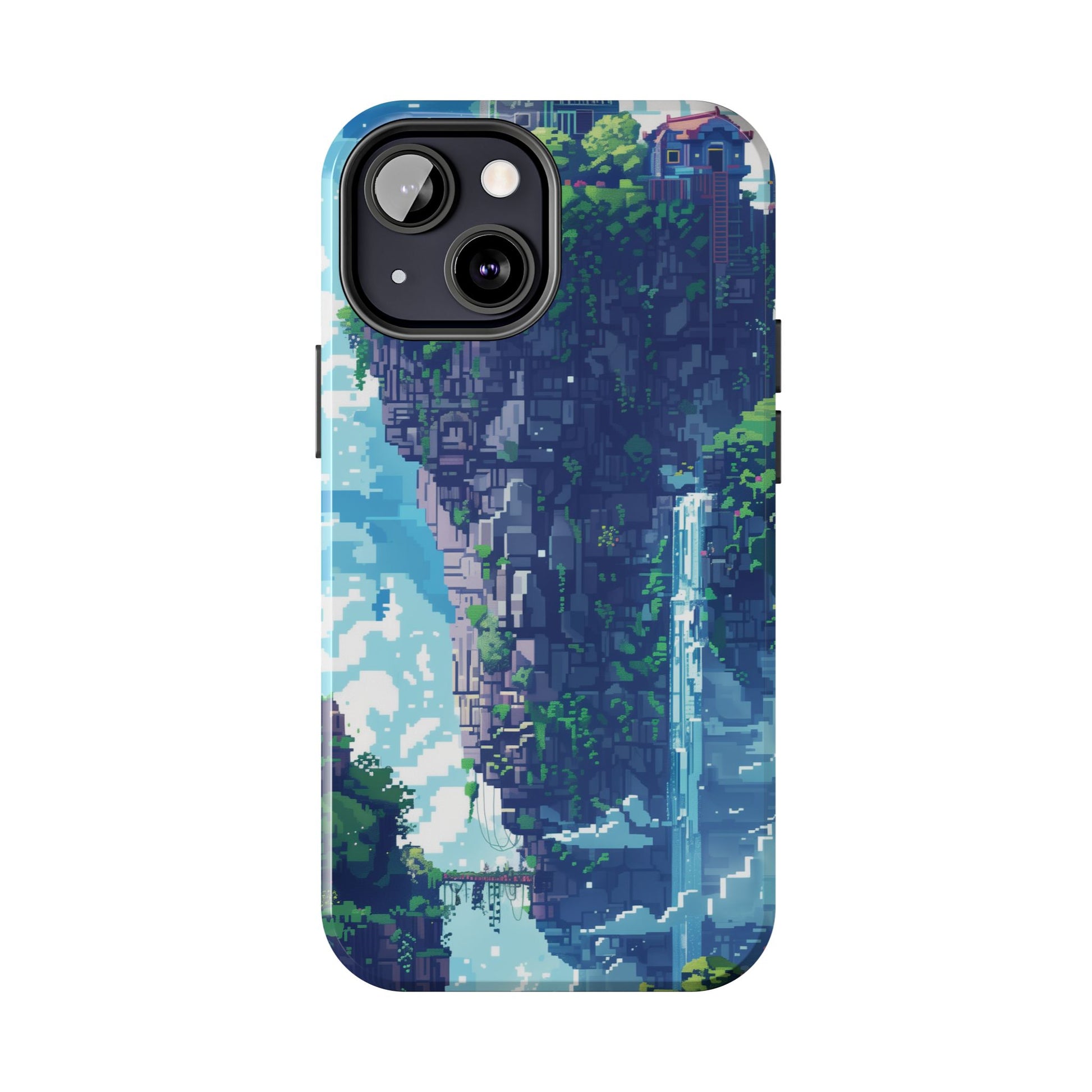 Pixel Art Video Game Landscapes Phone Case, Retro Gaming Pixelated Design, Geeky Gamer Phone Cover, Unique Video Game Art Accessories