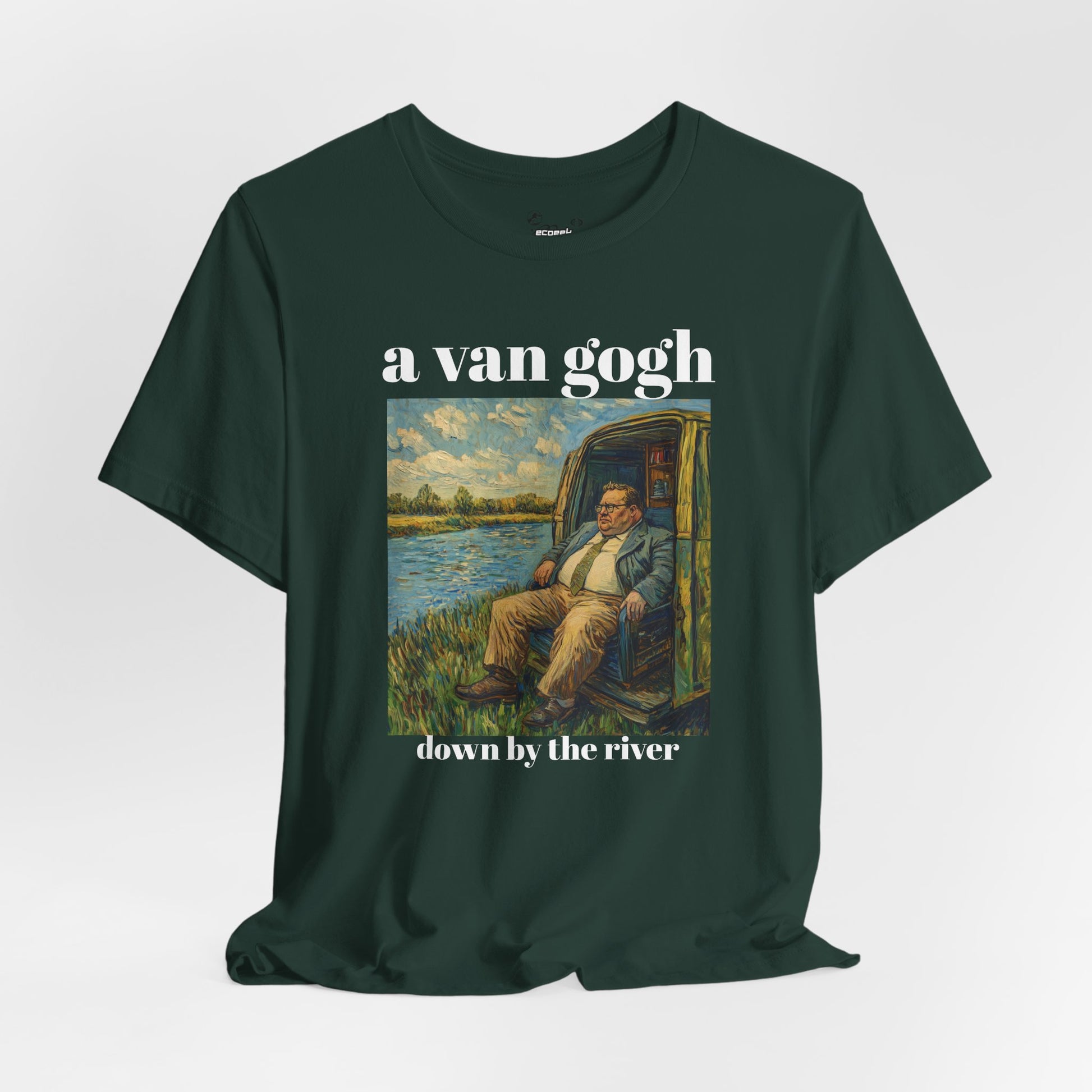 Tshirt Van Gogh Down by the River Van Gogh Style Print Sitting by a River Graphic Tee Tshirt Matte Foley Wall Decor ShirtFine Wall Art