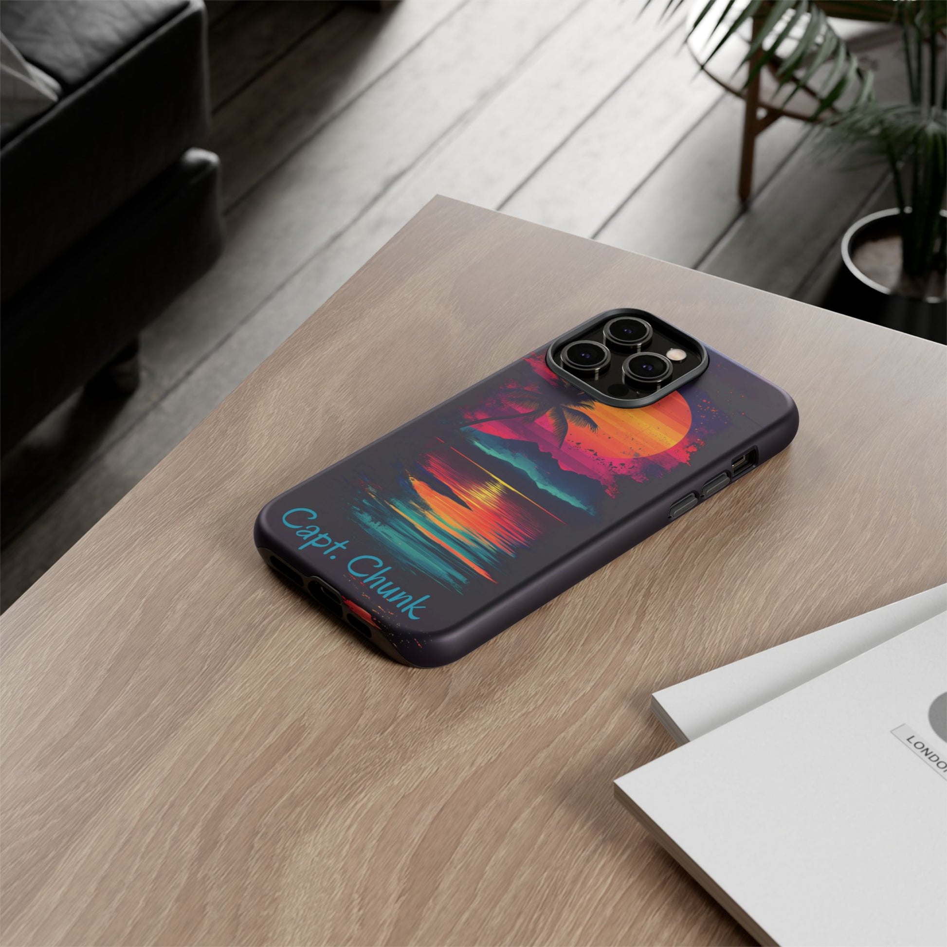 Custom Personalized Retro Palm Tree Sunset Phone Case iPhone 14 15 16 Pro Max Galaxy S24 Google Pixel Mountain Beach Fantasy Surfing Neon