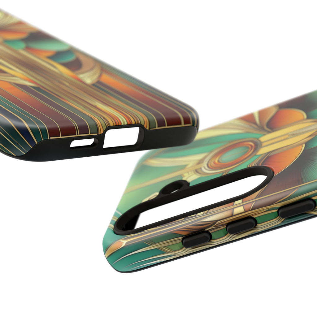 Art Deco Mermaid Frank Lloyd Wright Inspired Phone Case Geometric Stained Glass Art Deco Gold 13 14 15 16 iPhone Pro Max Galaxy Pixel