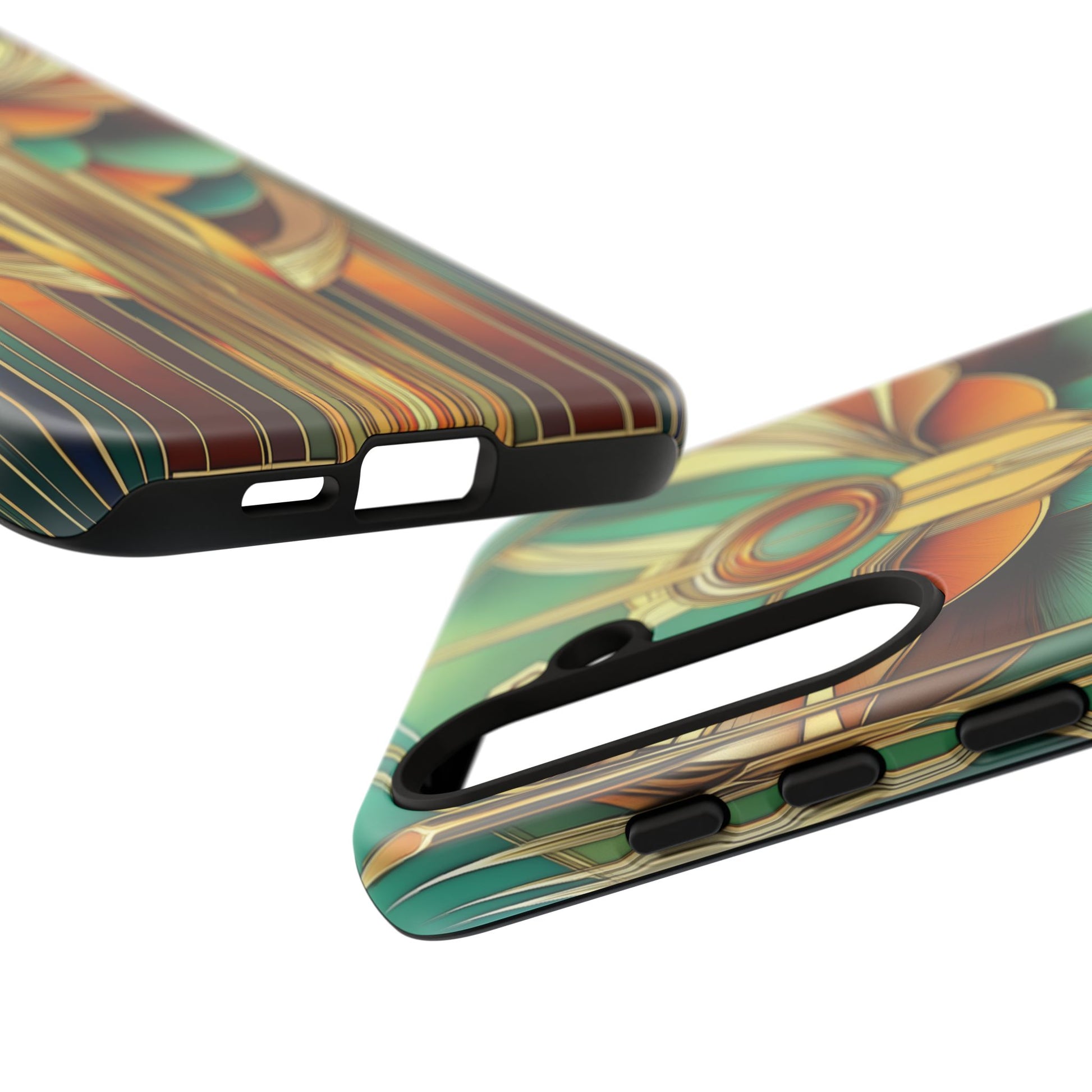 Art Deco Mermaid Frank Lloyd Wright Inspired Phone Case Geometric Stained Glass Art Deco Gold 13 14 15 16 iPhone Pro Max Galaxy Pixel