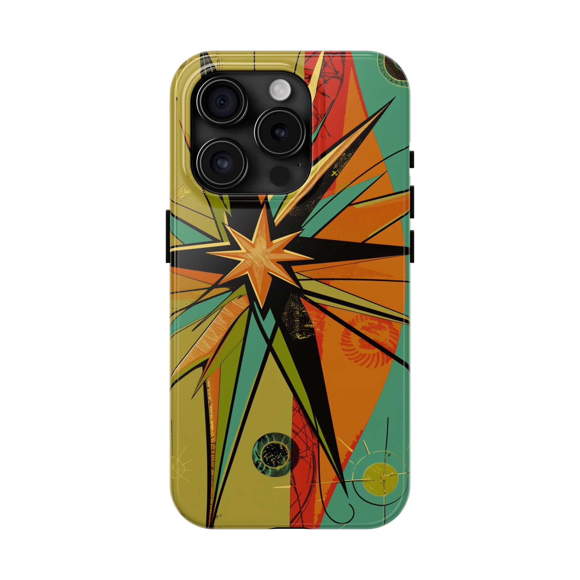 Mid Century Modern Star Design Phone Case, Earth Tone Colors, Retro Style Smartphone Cover, Vintage Phone Case, iPhone 14 Case, Apple iPhone