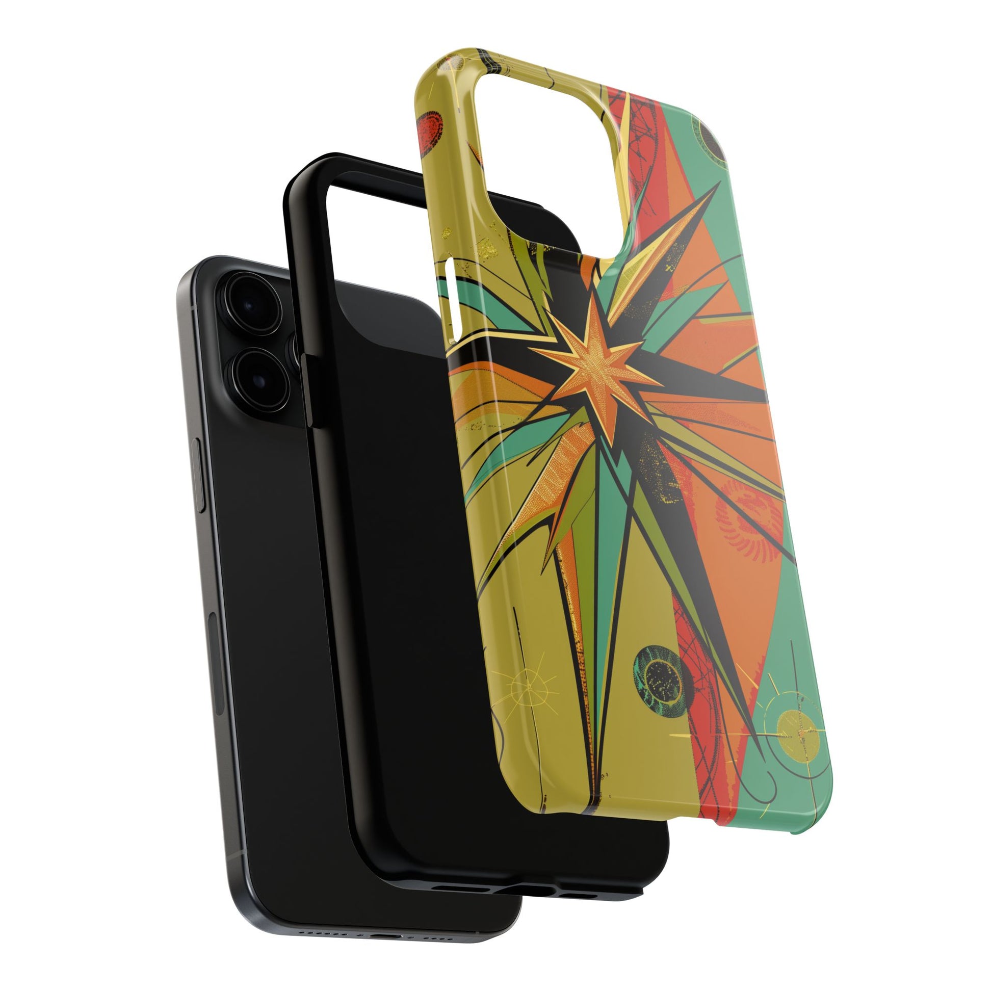 Mid Century Modern Star Design Phone Case, Earth Tone Colors, Retro Style Smartphone Cover, Vintage Phone Case, iPhone 14 Case, Apple iPhone