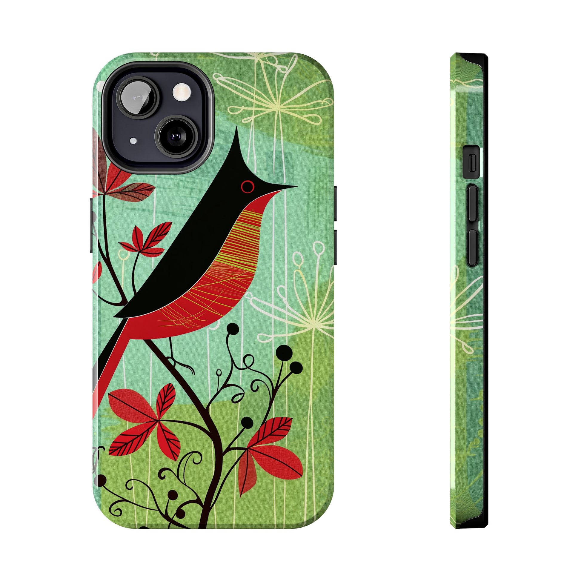 Mid Century Modern Animal Phone Case, Atomic Birds, Bird Iphone Case,Earth Tone Colors, Retro Style Smartphone Cover, iphone 14 Case, Apple