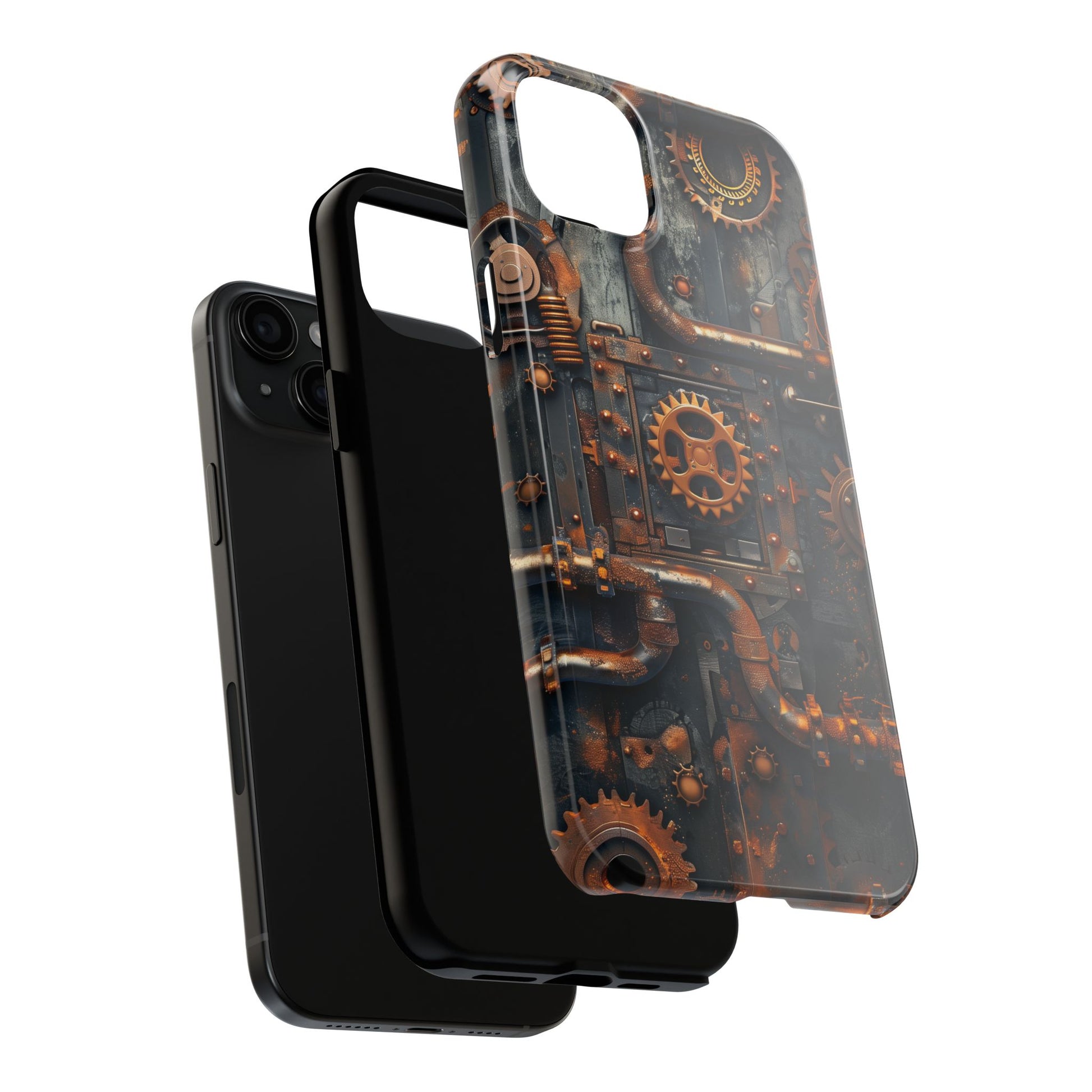 Steampunk Phone Case - Industrial Style Cover with Pipes and Cogs - Unique Steampunk Accessory for Your Phone