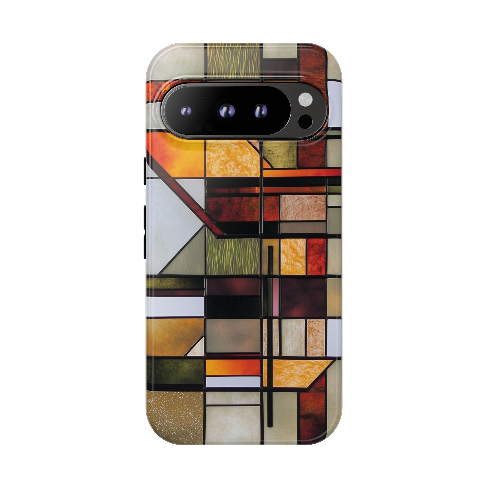 Stained Glass Phone Case Art Deco Frank Lloyd Wright Cottage Core Usonian Prairie Style Geometric Stylish  iPhone 14 15 16 Pro
