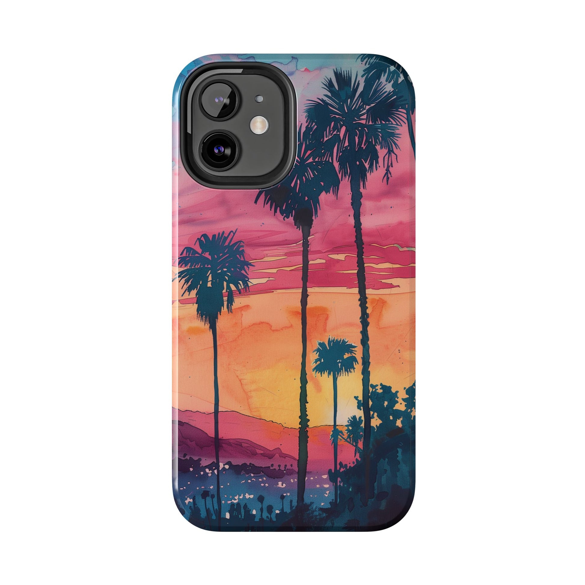Los Angeles Sunset iPhone Case, Golden Hour Scenic View, Hollywood Hills Sunset Phone Case, Palm Trees Phone Case, iphone 15 pro max case