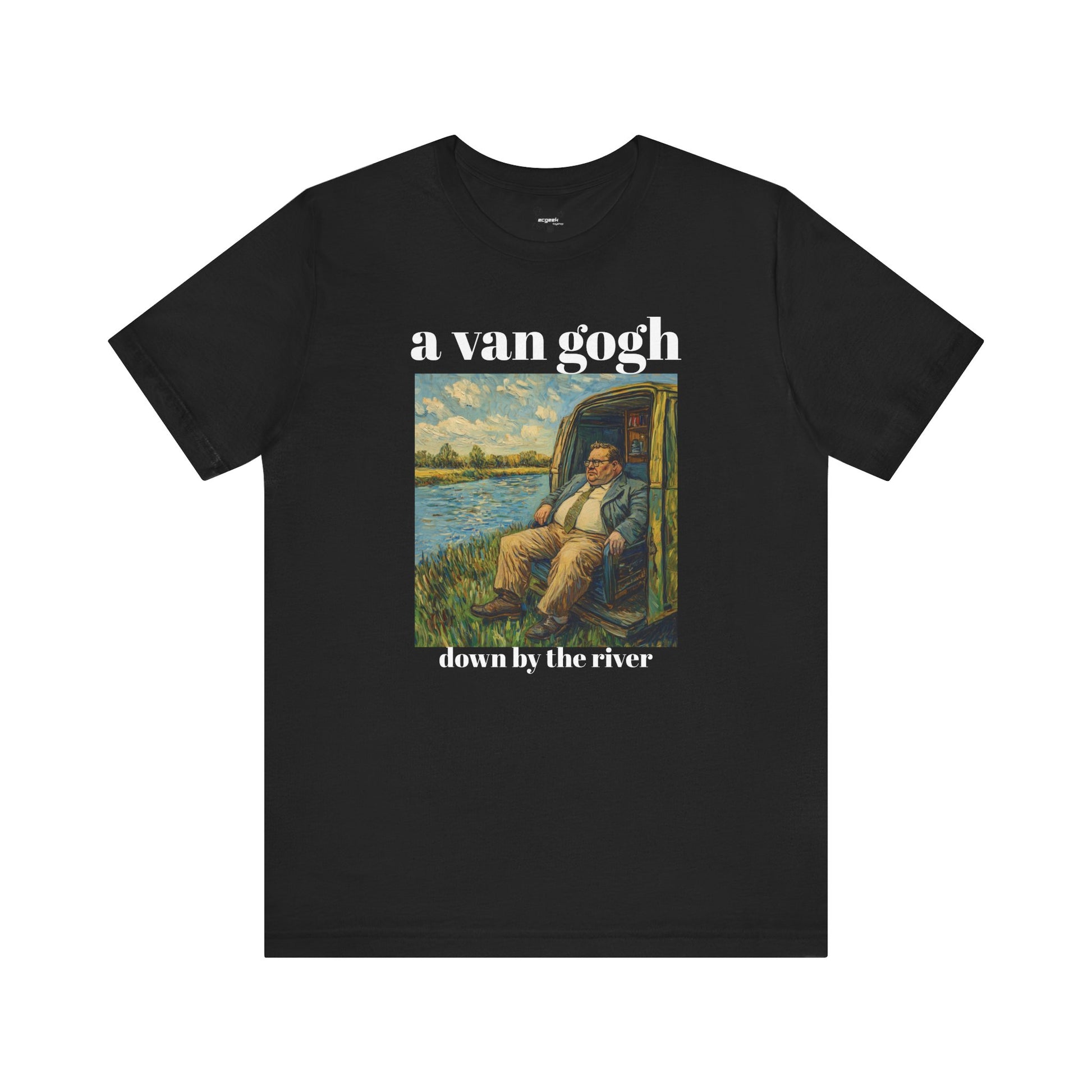 Tshirt Van Gogh Down by the River Van Gogh Style Print Sitting by a River Graphic Tee Tshirt Matte Foley Wall Decor ShirtFine Wall Art