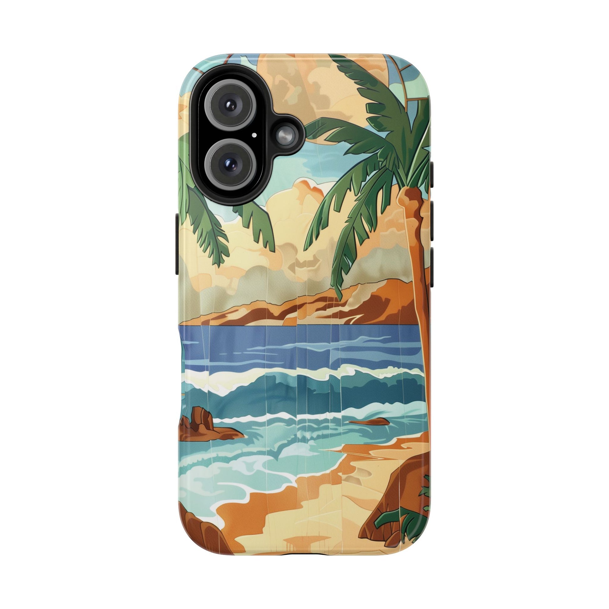 Retro Beach Scene Phone Case, Vintage Tropical Ocean iPhone Case, Summer Beach Phone Cover for iPhone, iphone 15 pro max