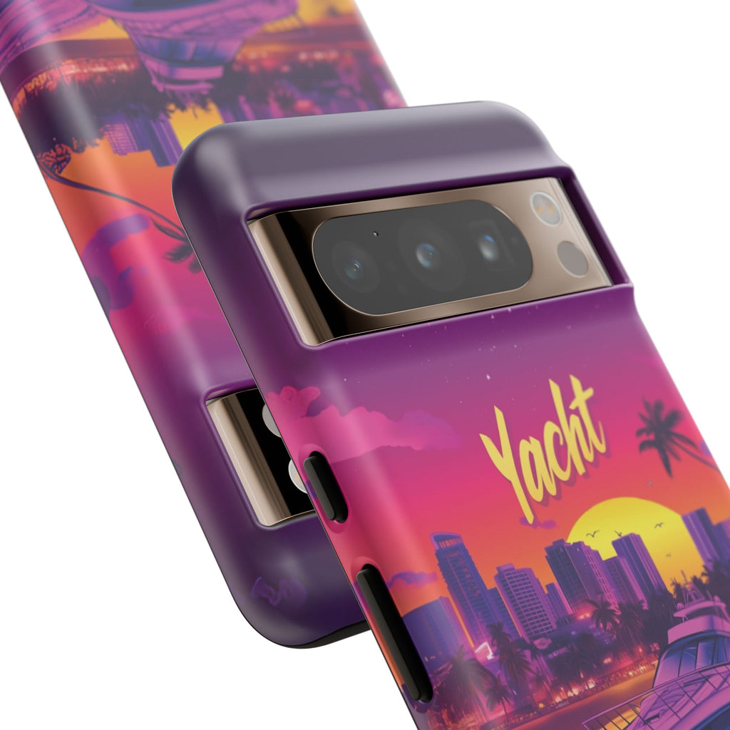 Yacht Rock Custom Phone Case iPhone 13 14 15 16 Pro Max Sunset Cruise Harbor Miami Vice Yacht Rock Gift Boating Captain South Beach Surfing