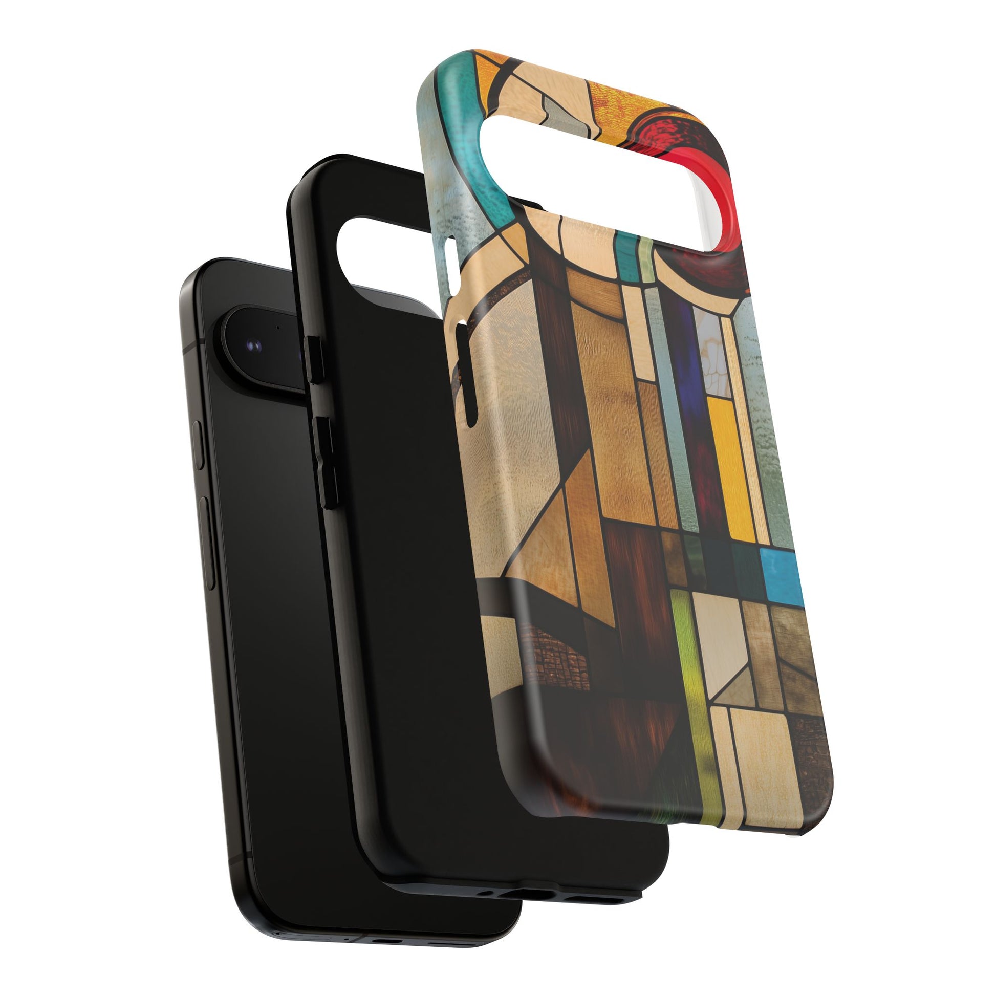 Stained Art Deco Glass Phone Case Frank Lloyd Wright Cottage Core Usonian Prairie Style Geometric Stylish  iPhone 14 15 16 Pro