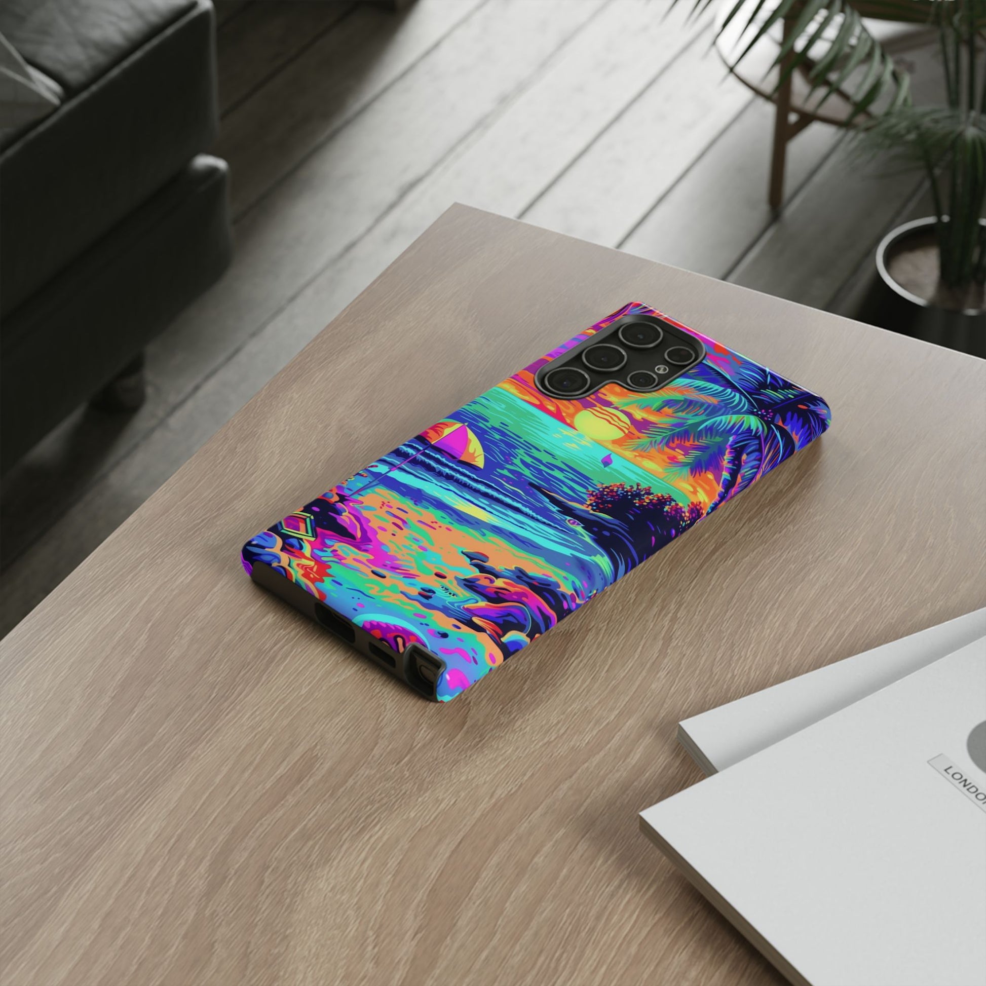 Beach Bliss: Durable Android Phone Case with Lisa Frank Style
