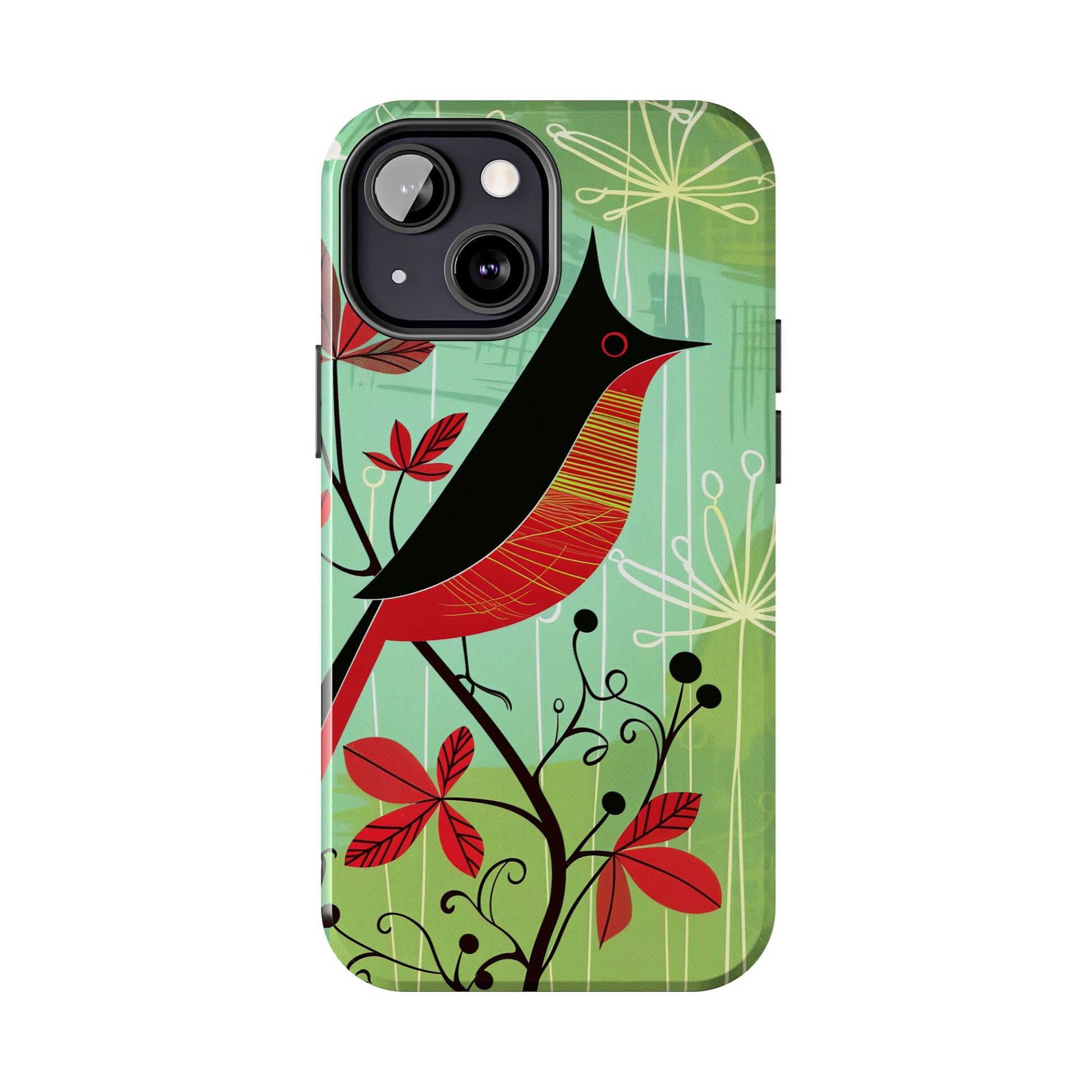 Mid Century Modern Animal Phone Case, Atomic Birds, Bird Iphone Case,Earth Tone Colors, Retro Style Smartphone Cover, iphone 14 Case, Apple