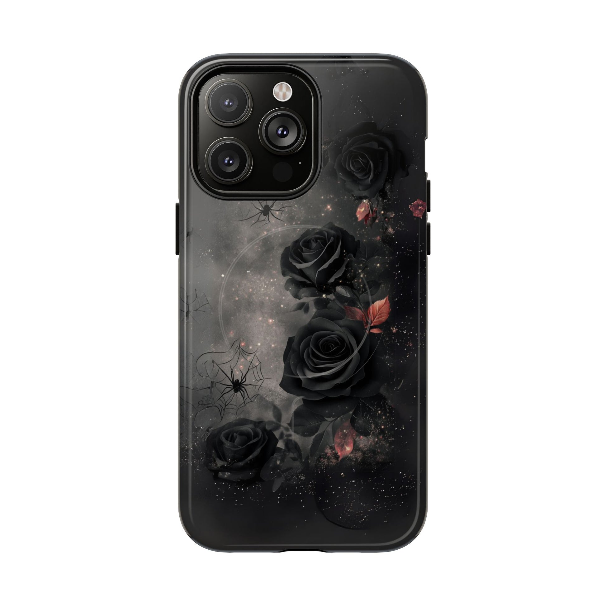 Magsafe Gothic Floral Phone Case Dark Academia Black Roses Spider Webs Butterflies Witchcraft Night Sky iPhone 14 15 Pro Max
