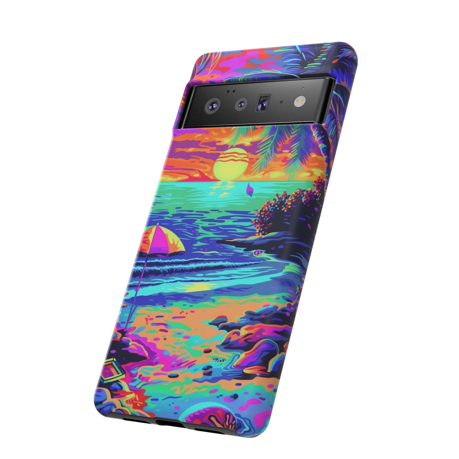 Beach Bliss: Durable Android Phone Case with Lisa Frank Style