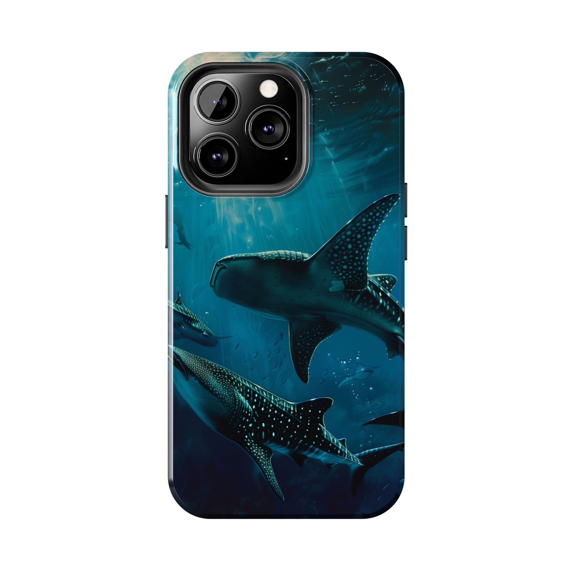 Tranquil Trio: Three Whale Sharks Tough Phone Case