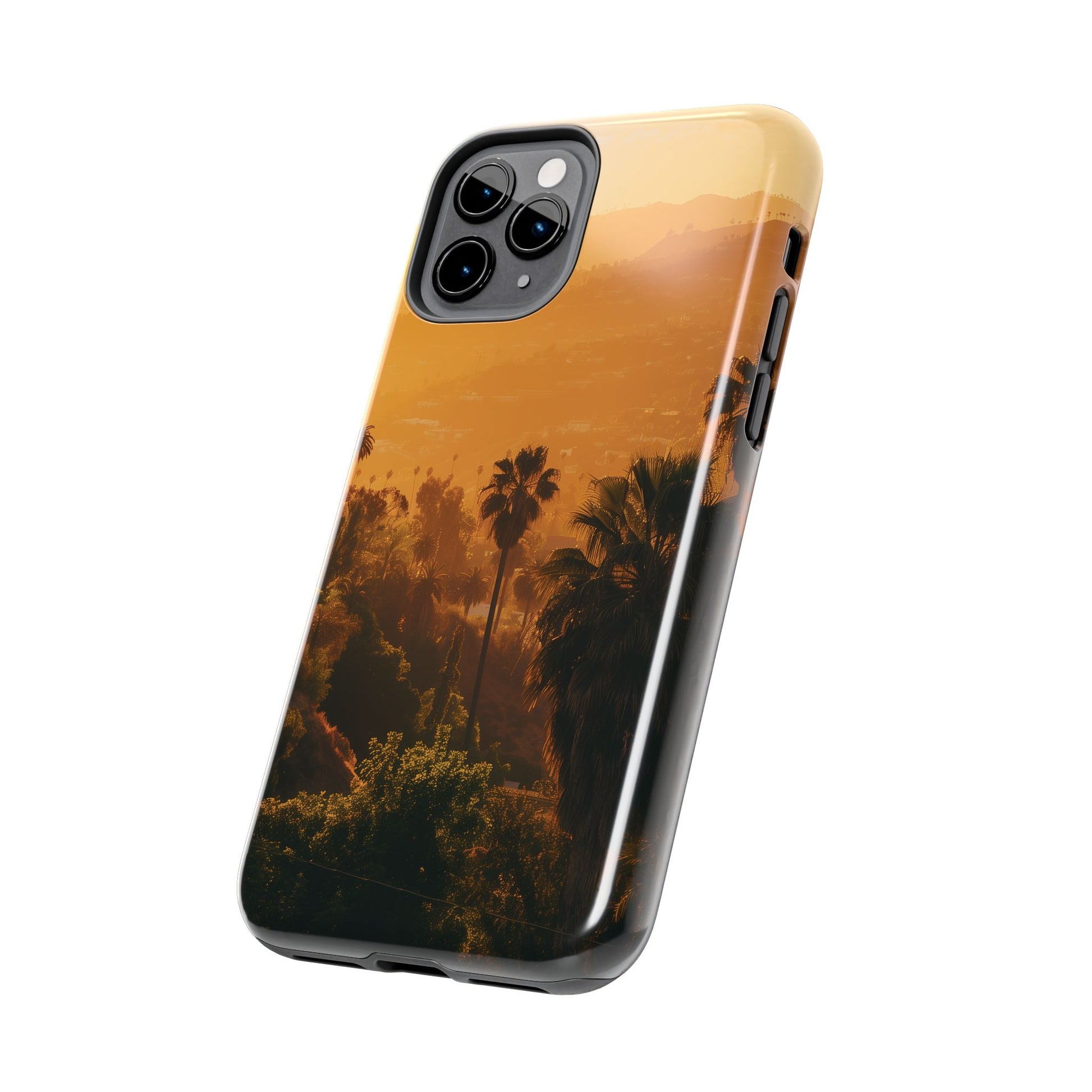 Los Angeles Sunset iPhone Case, Golden Hour Scenic View, Hollywood Hills Sunset Phone Case, Palm Trees Phone Case, iphone 15 pro max case